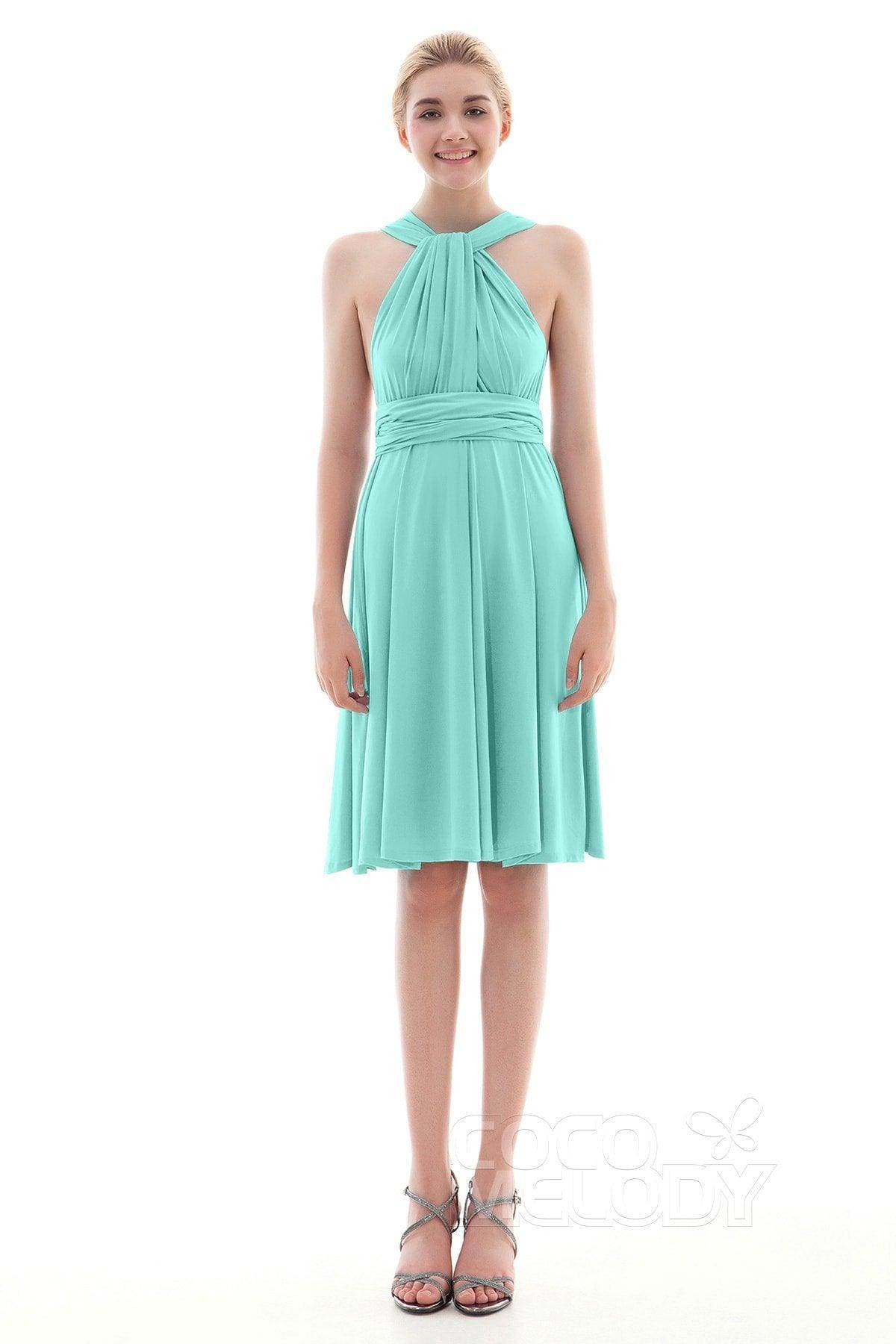 Sheath Knee Length Knitted Fabric Bridesmaid Dress COEK16002