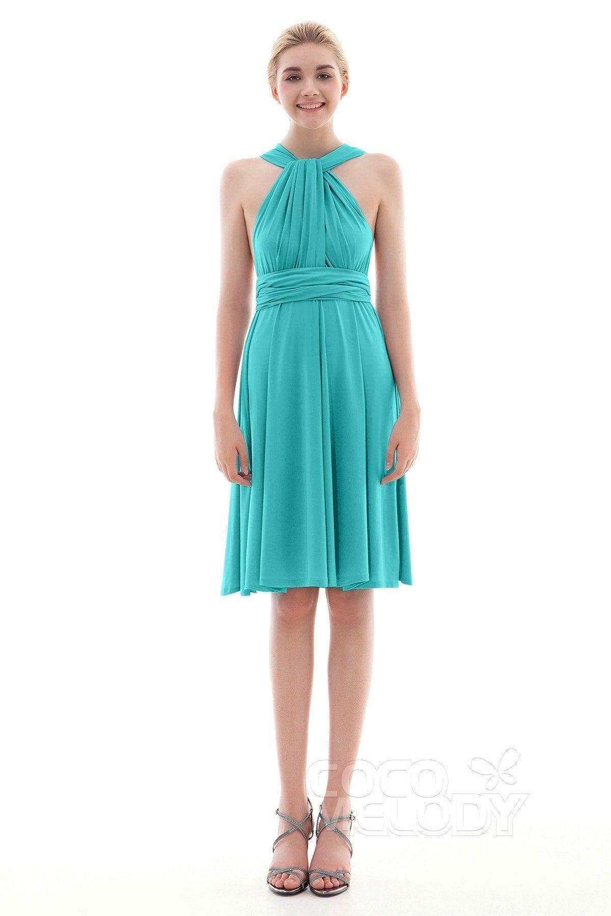 Sheath Knee Length Knitted Fabric Bridesmaid Dress COEK16002