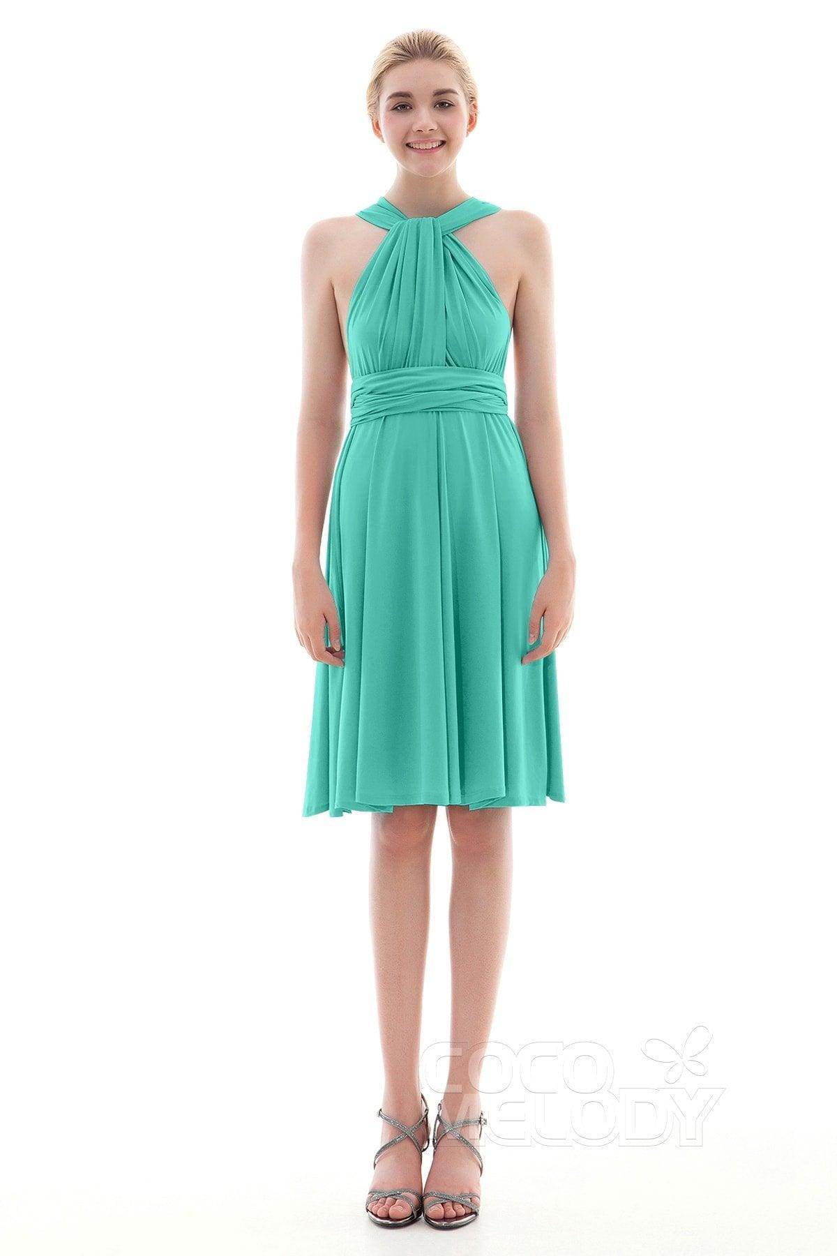 Sheath Knee Length Knitted Fabric Bridesmaid Dress COEK16002