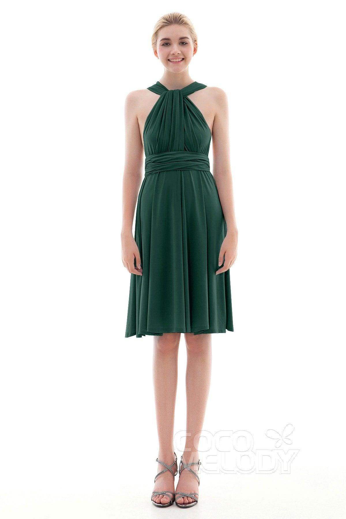 Sheath Knee Length Knitted Fabric Bridesmaid Dress COEK16002