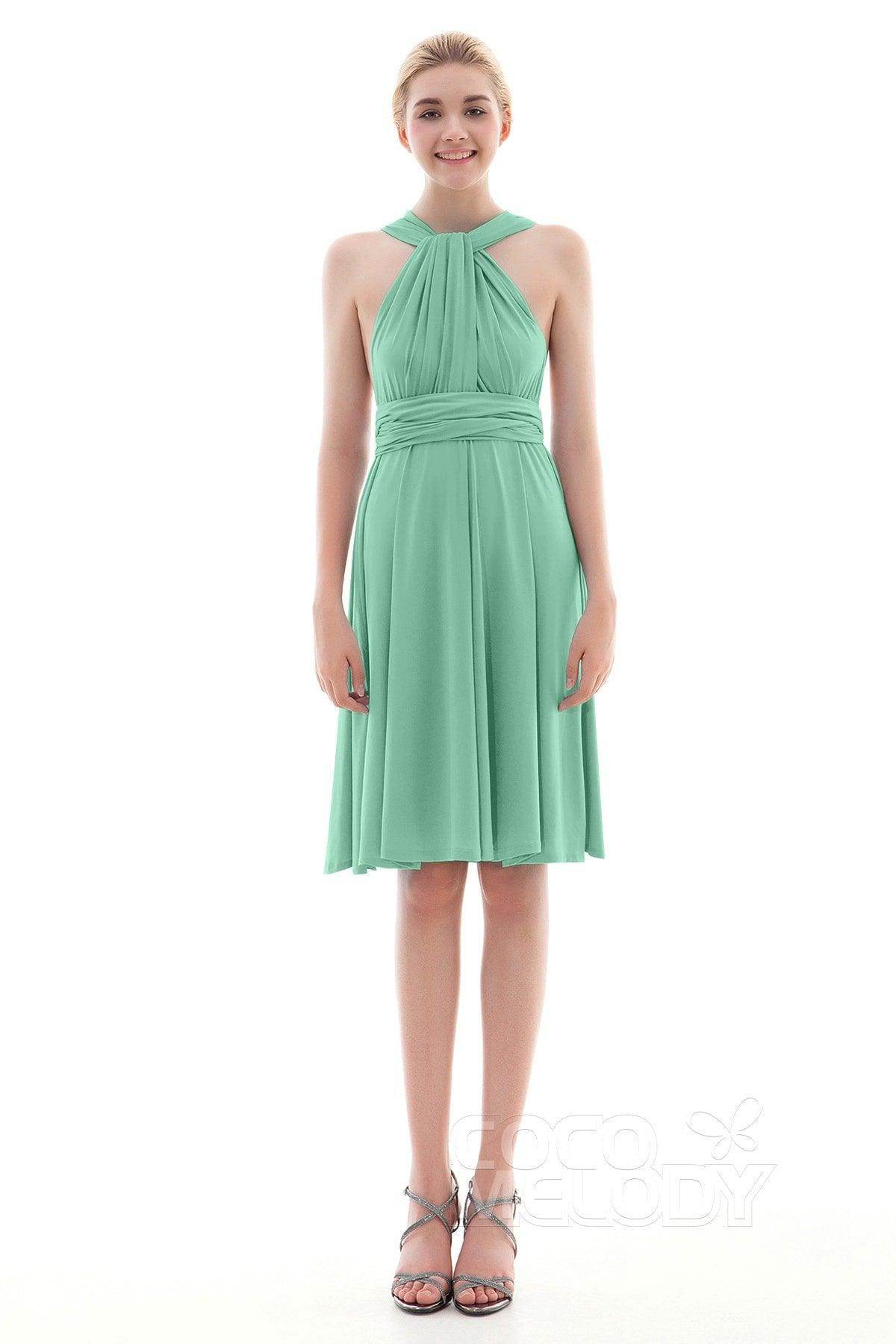 Sheath Knee Length Knitted Fabric Bridesmaid Dress COEK16002