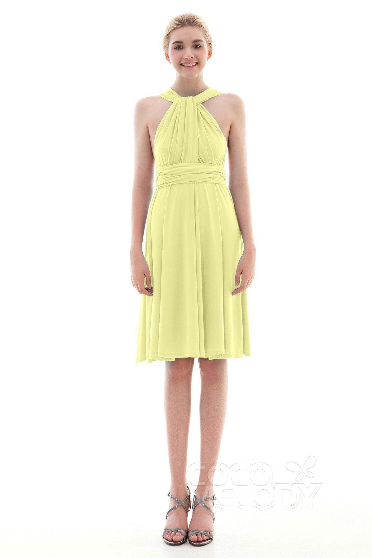 Sheath Knee Length Knitted Fabric Bridesmaid Dress COEK16002