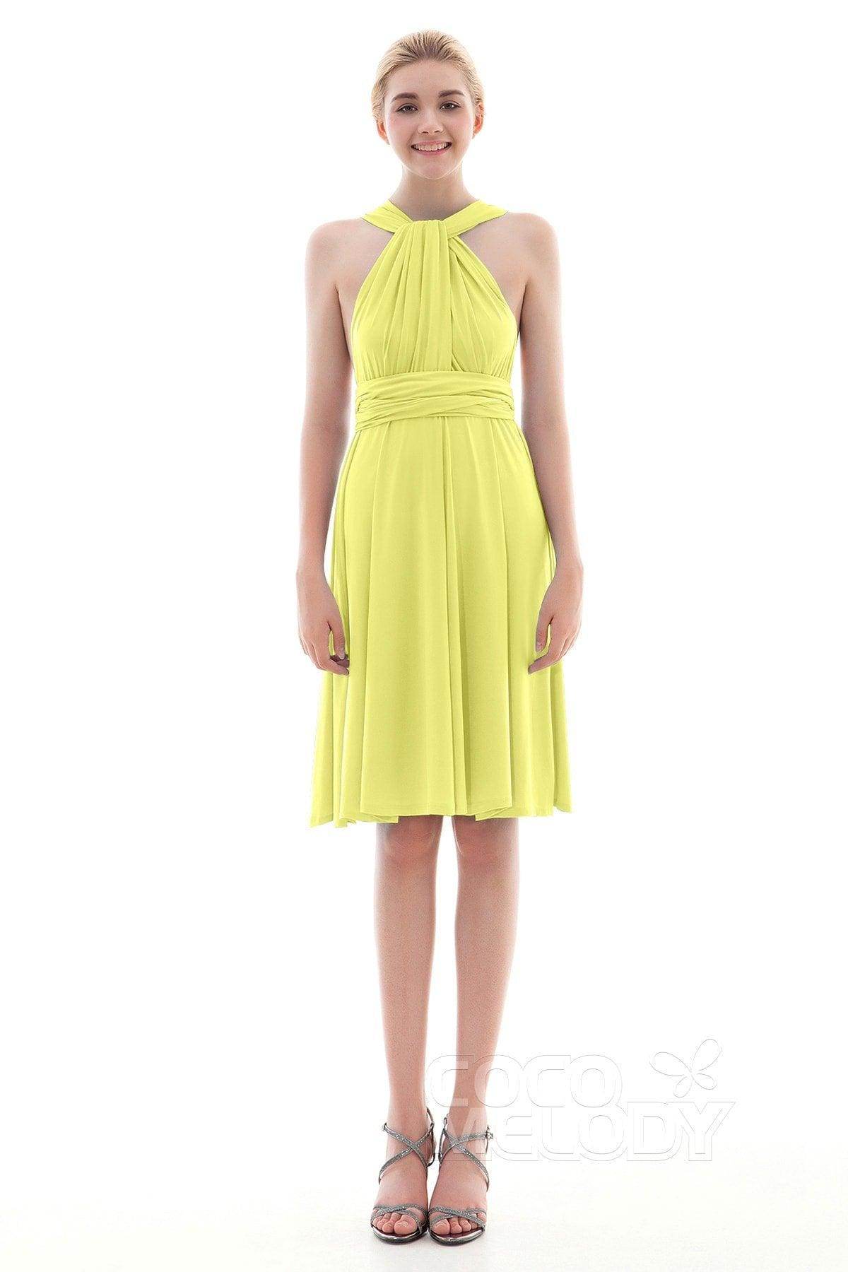Sheath Knee Length Knitted Fabric Bridesmaid Dress COEK16002