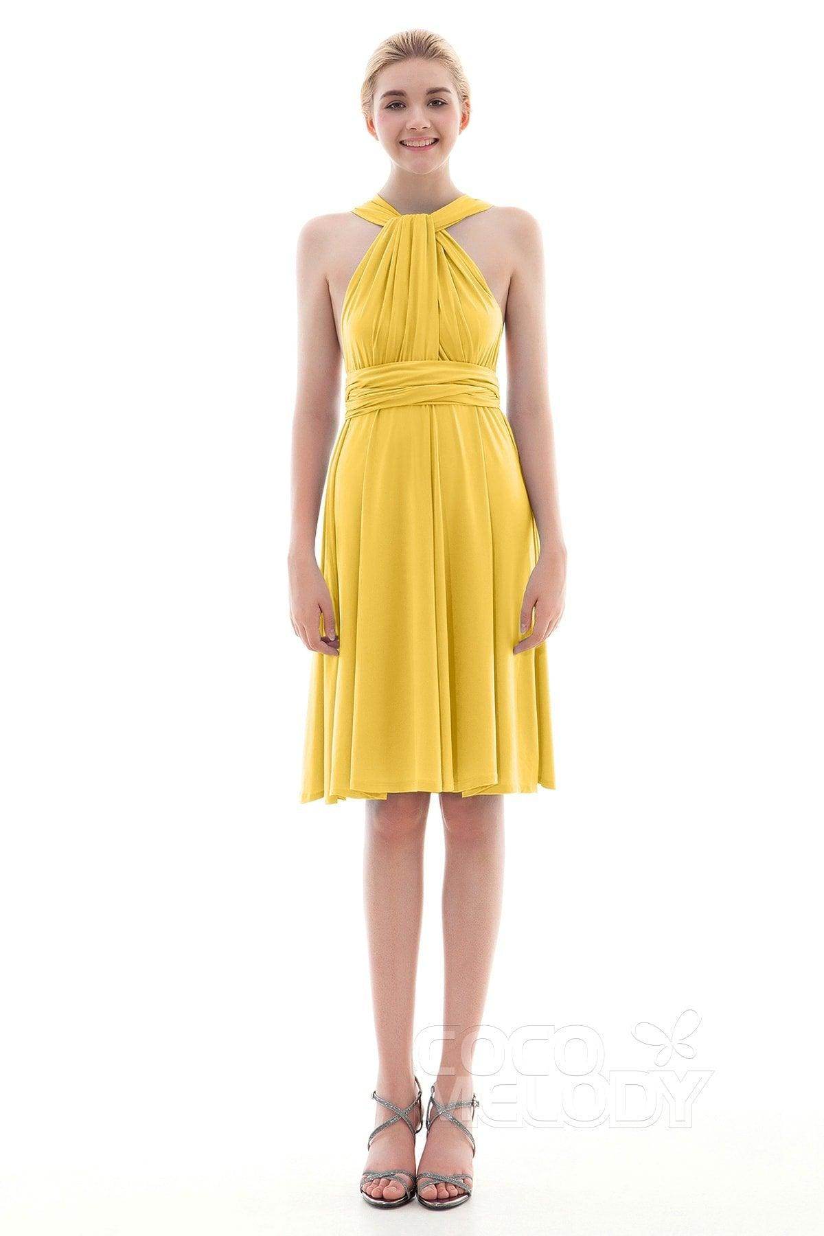 Sheath Knee Length Knitted Fabric Bridesmaid Dress COEK16002