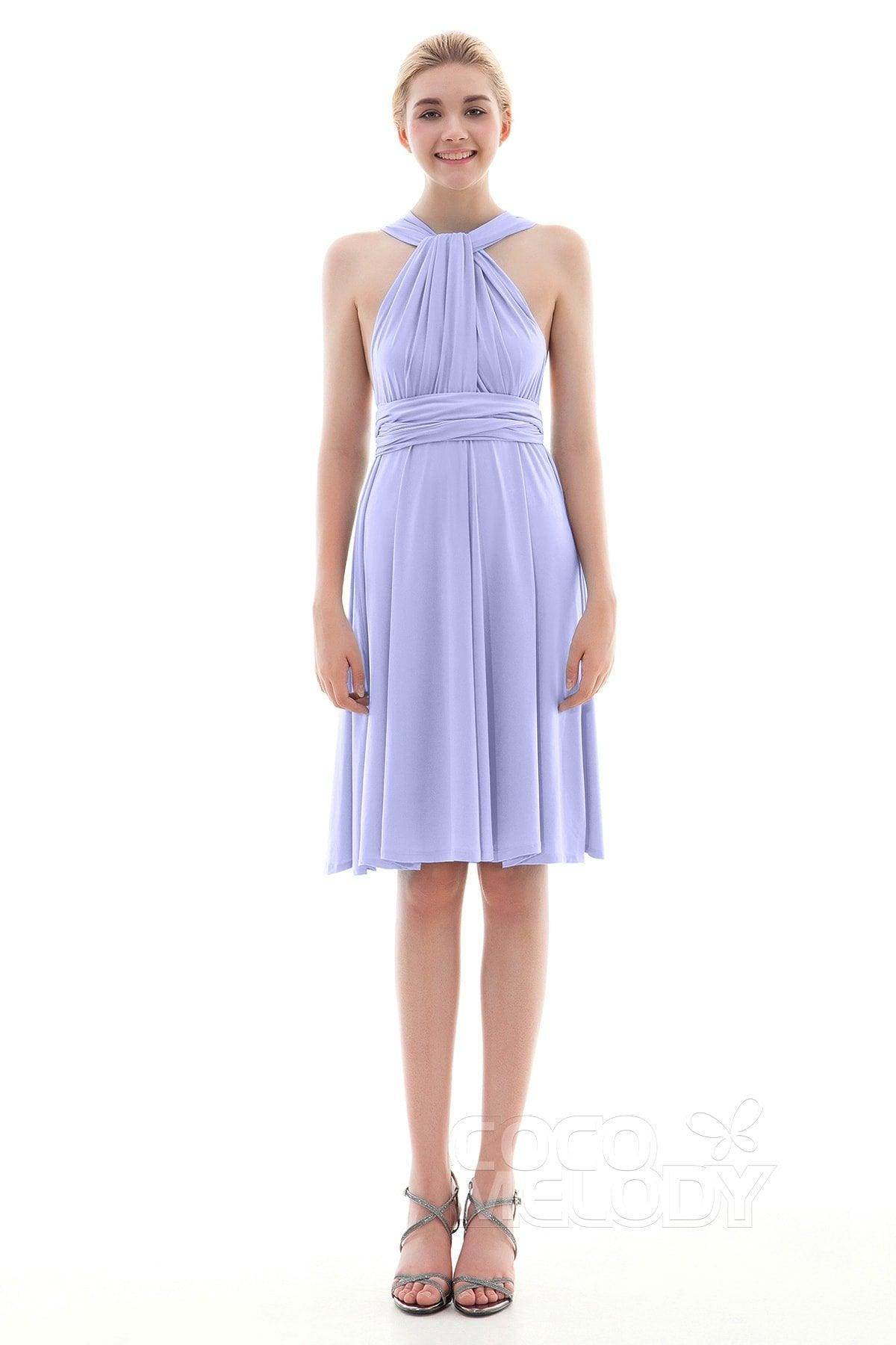 Sheath Knee Length Knitted Fabric Bridesmaid Dress COEK16002