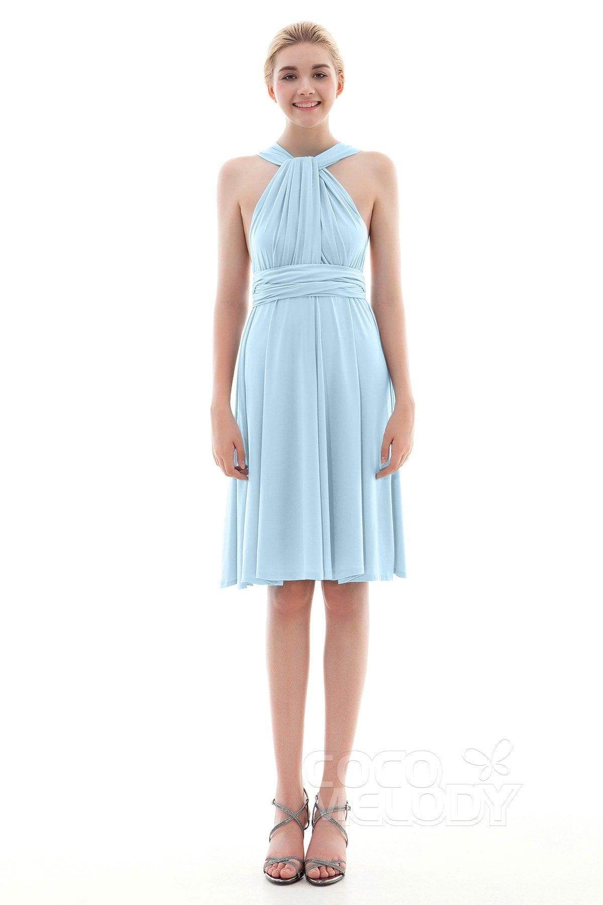 Sheath Knee Length Knitted Fabric Bridesmaid Dress COEK16002