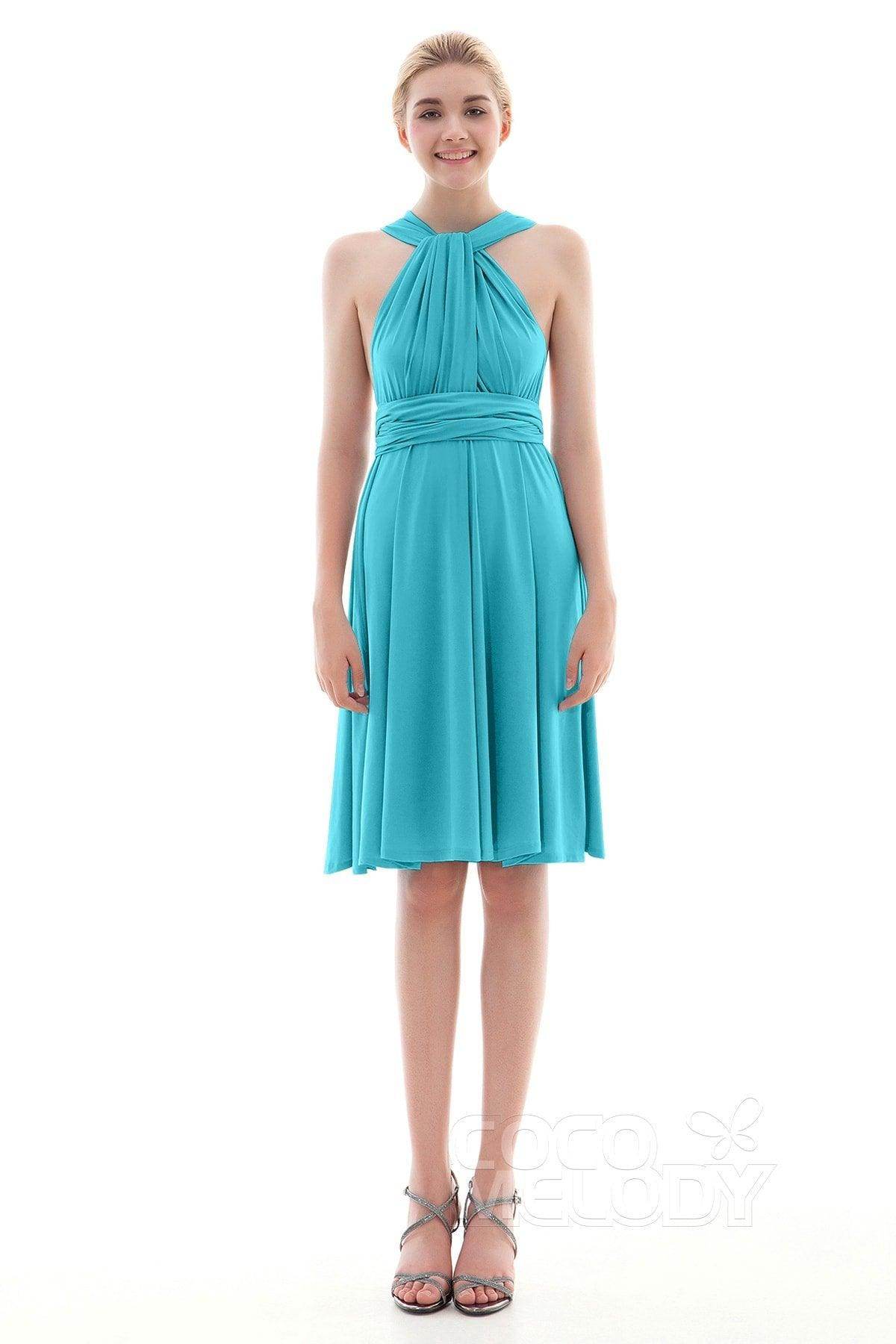 Sheath Knee Length Knitted Fabric Bridesmaid Dress COEK16002