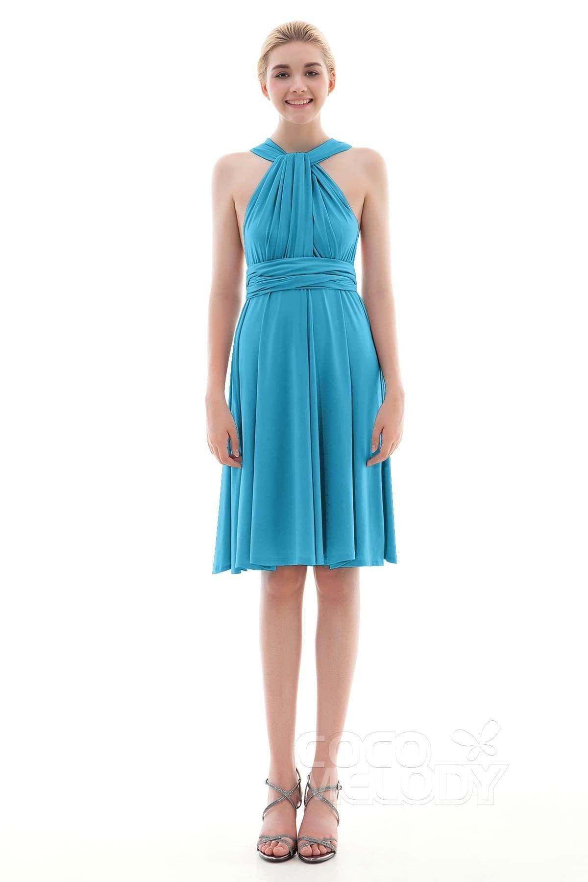 Sheath Knee Length Knitted Fabric Bridesmaid Dress COEK16002