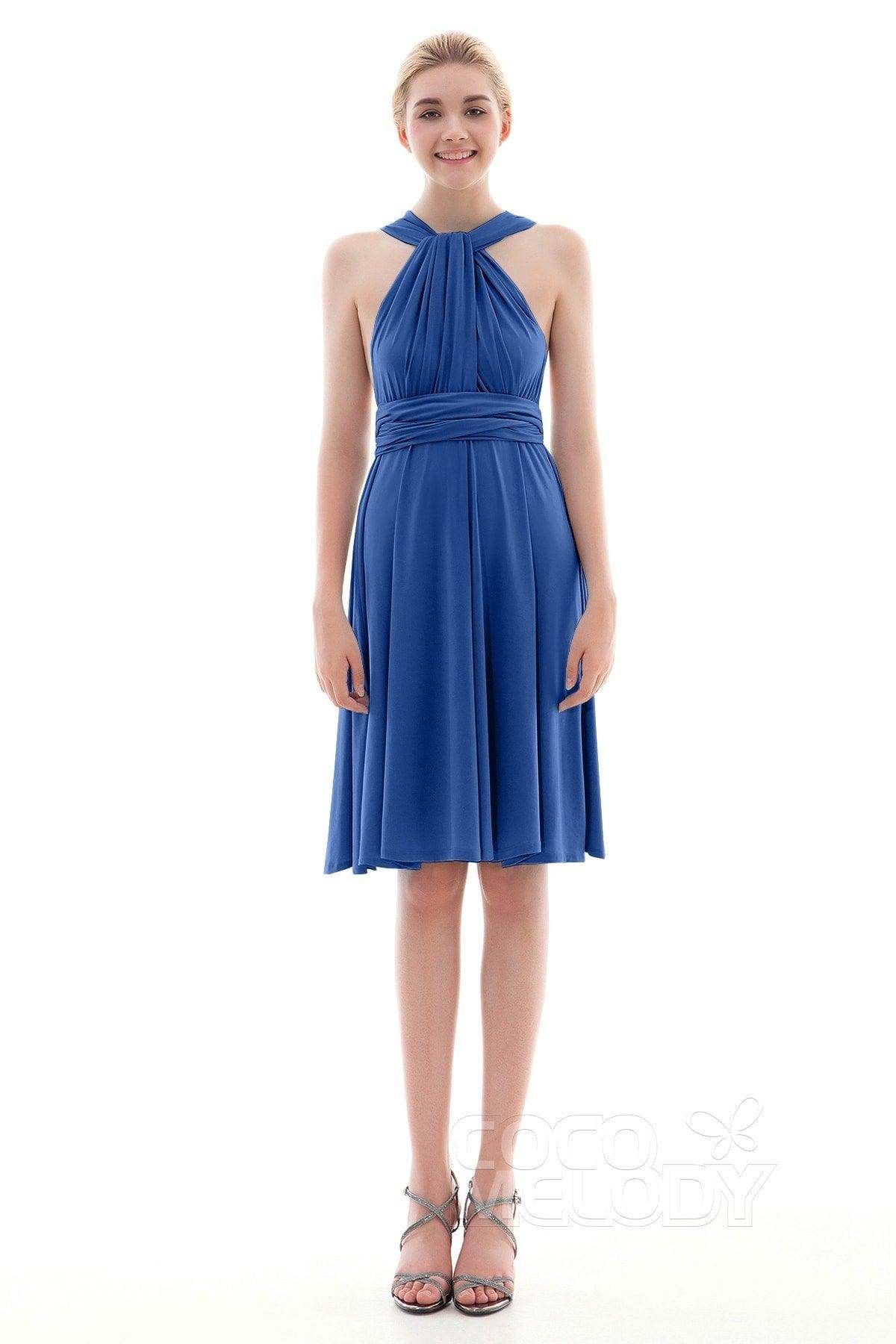 Sheath Knee Length Knitted Fabric Bridesmaid Dress COEK16002