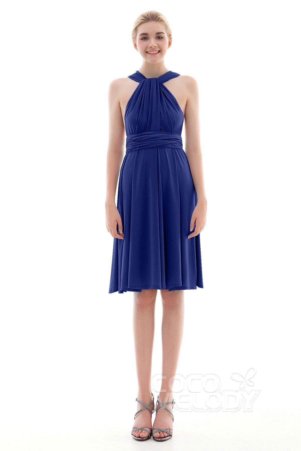 Sheath Knee Length Knitted Fabric Bridesmaid Dress COEK16002