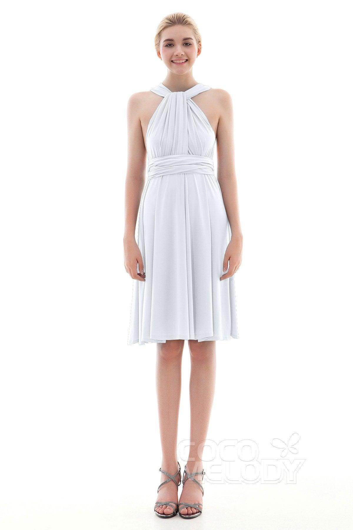 Sheath Knee Length Knitted Fabric Bridesmaid Dress COEK16002