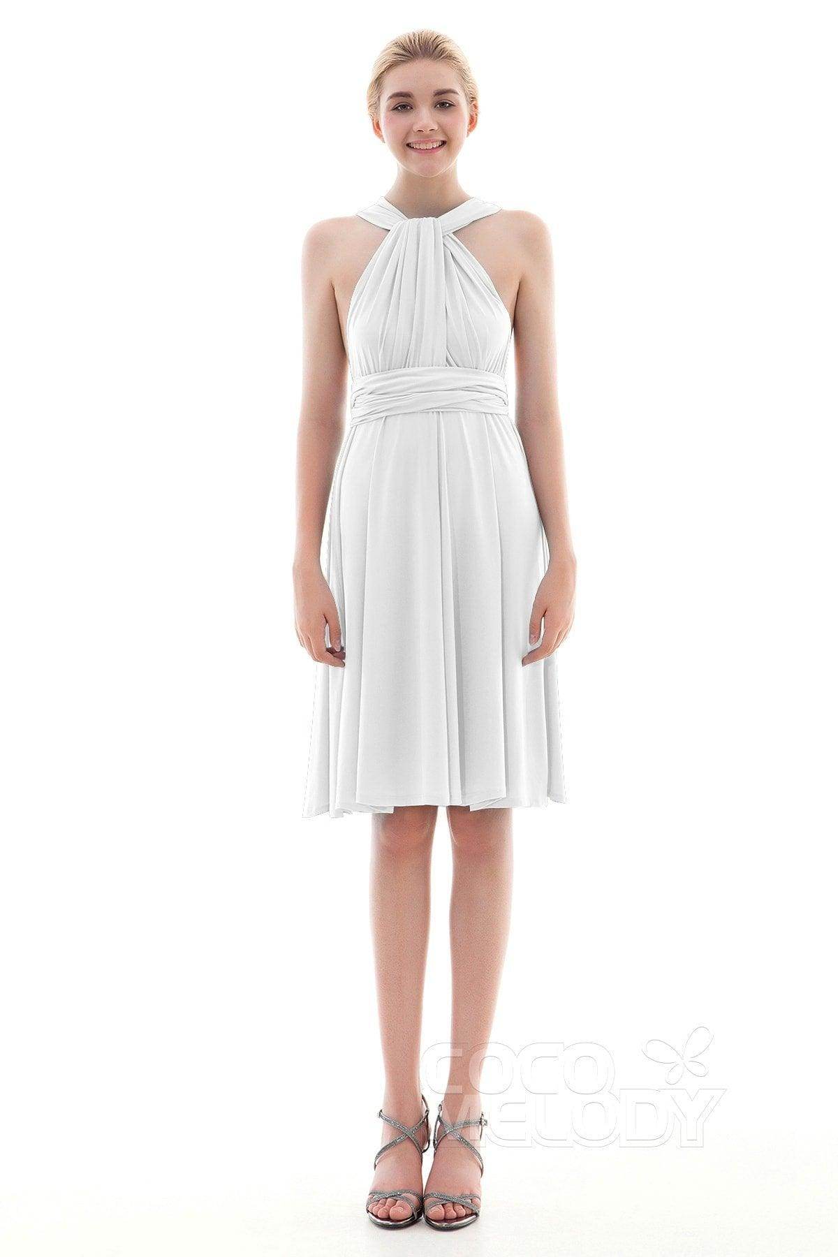 Sheath Knee Length Knitted Fabric Bridesmaid Dress COEK16002