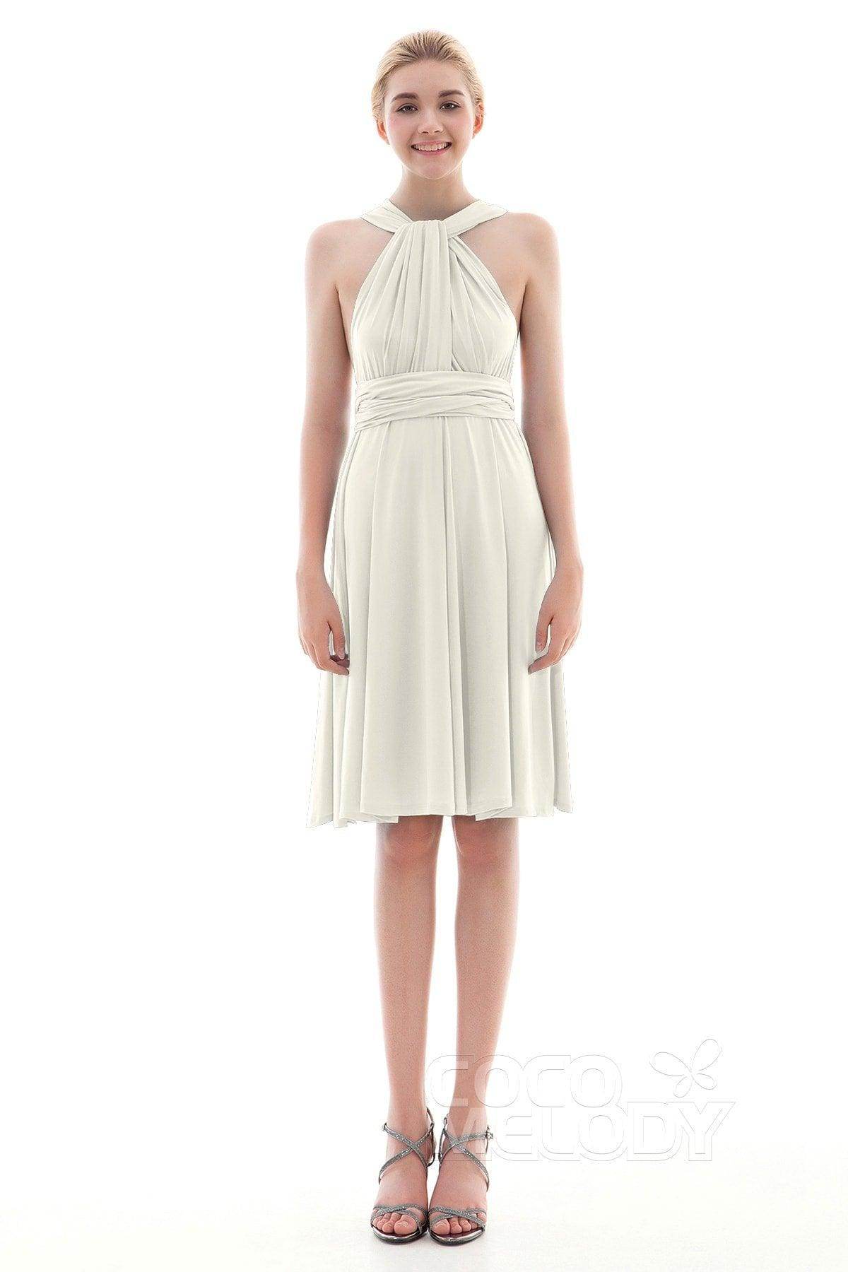 Sheath Knee Length Knitted Fabric Bridesmaid Dress COEK16002