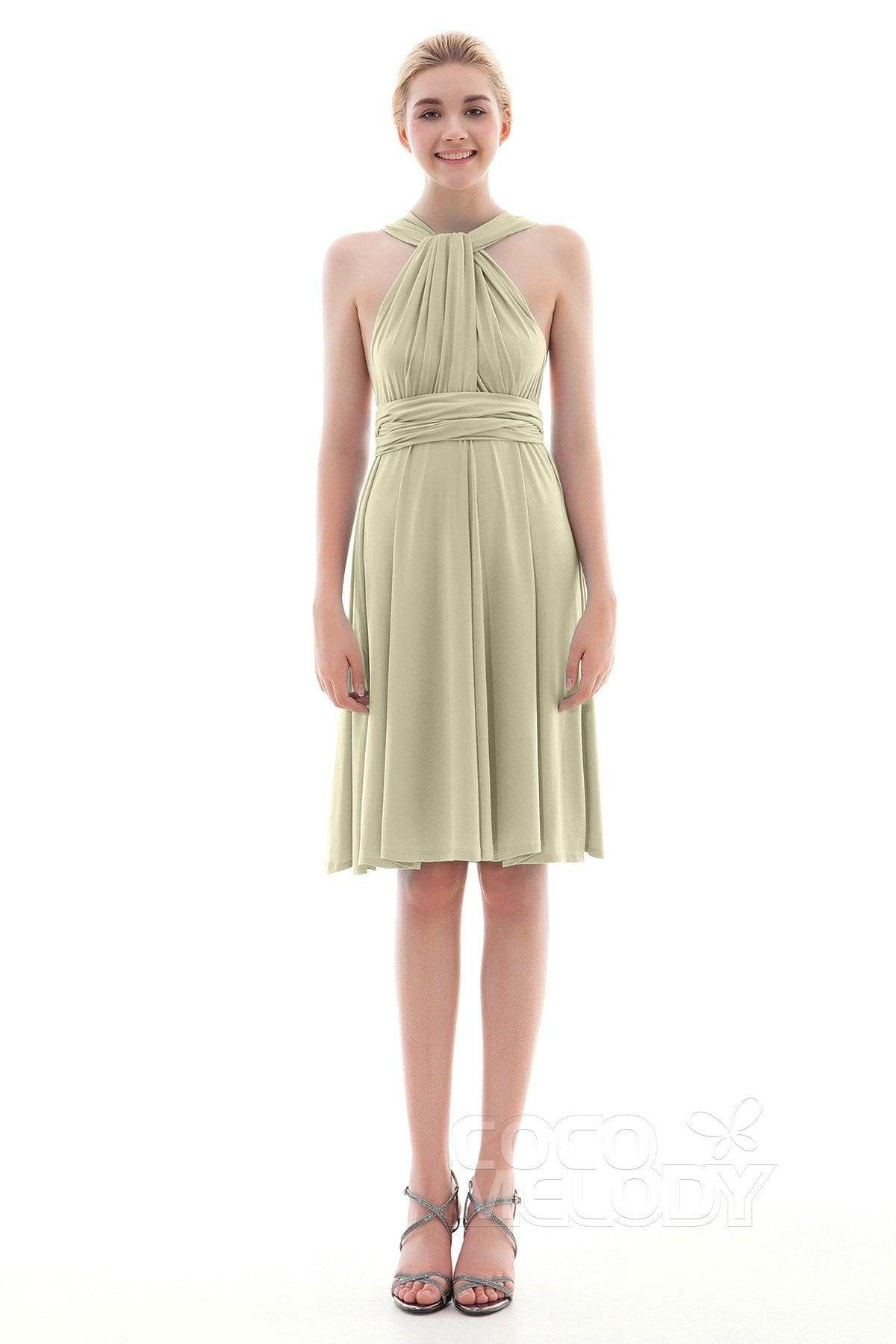 Sheath Knee Length Knitted Fabric Bridesmaid Dress COEK16002