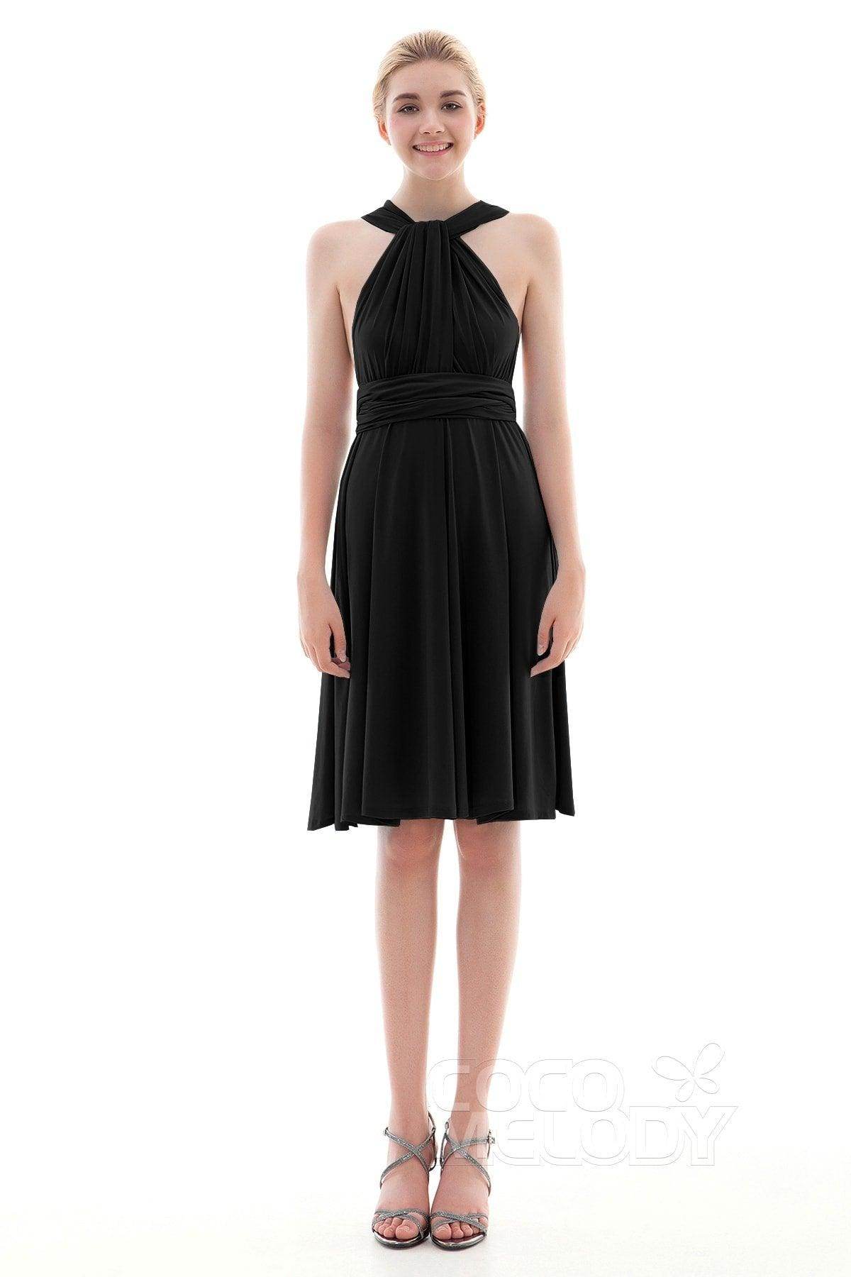 Sheath Knee Length Knitted Fabric Bridesmaid Dress COEK16002