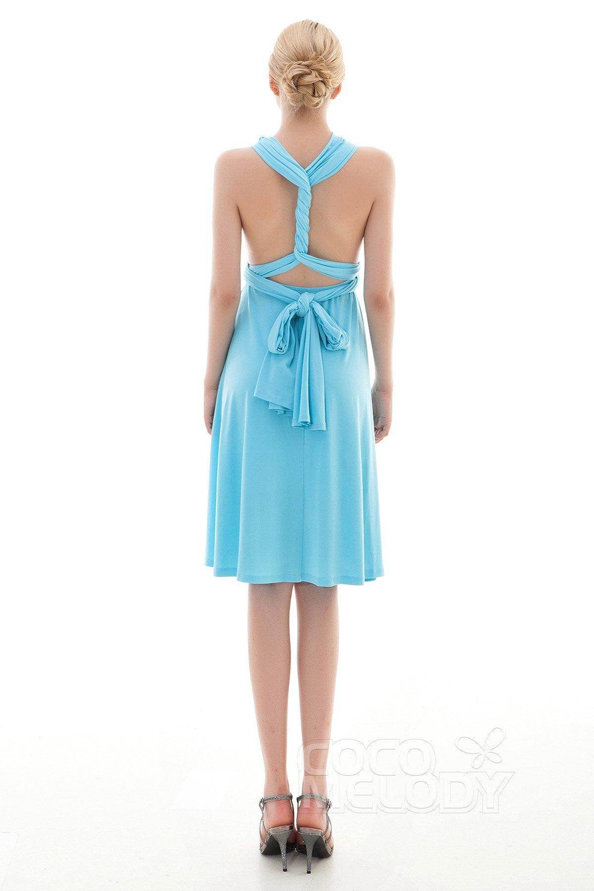 Sheath Knee Length Knitted Fabric Bridesmaid Dress COEK16002