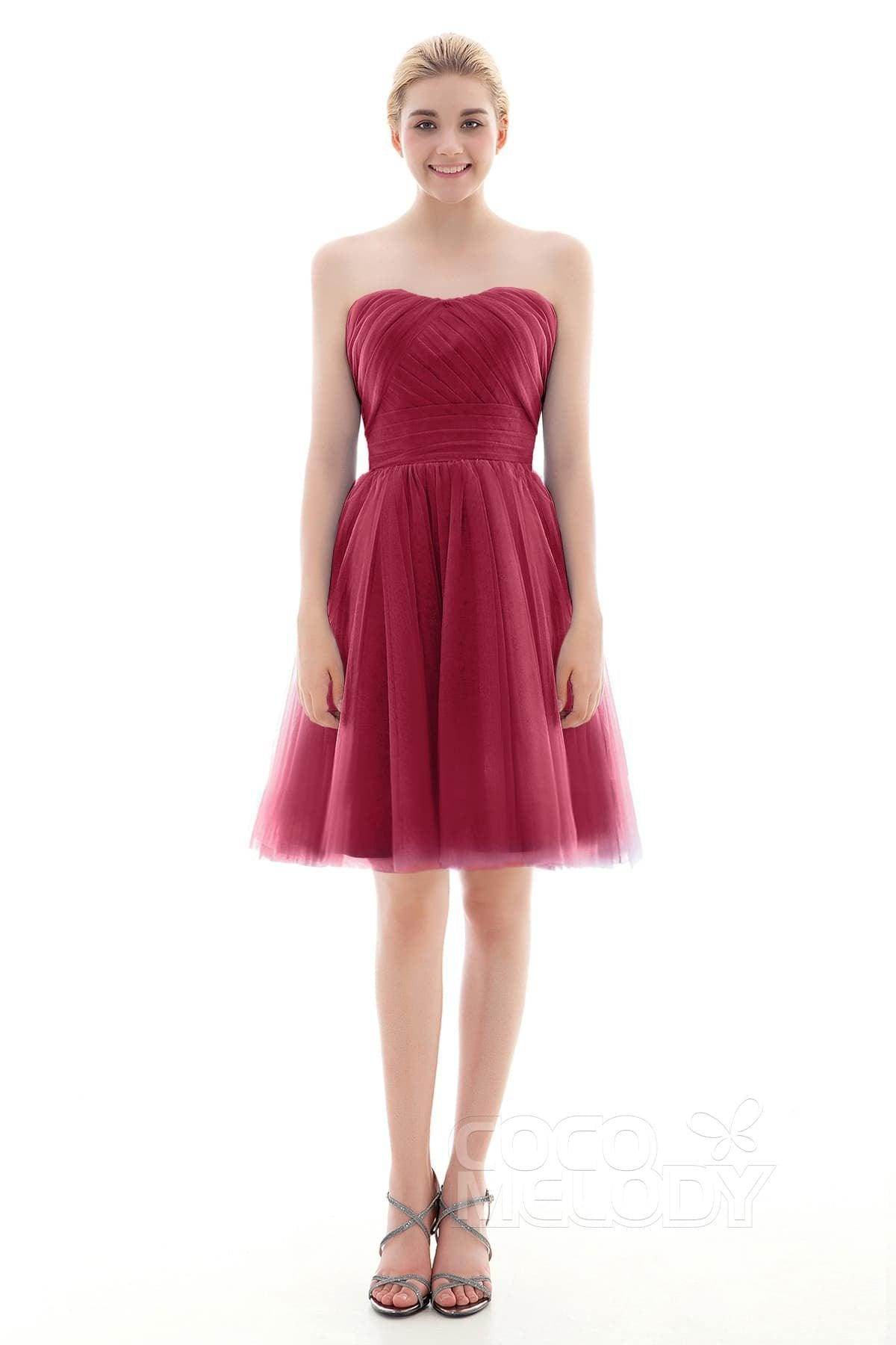 A-Line Short-Mini Tulle Bridesmaid Dress COLM16001