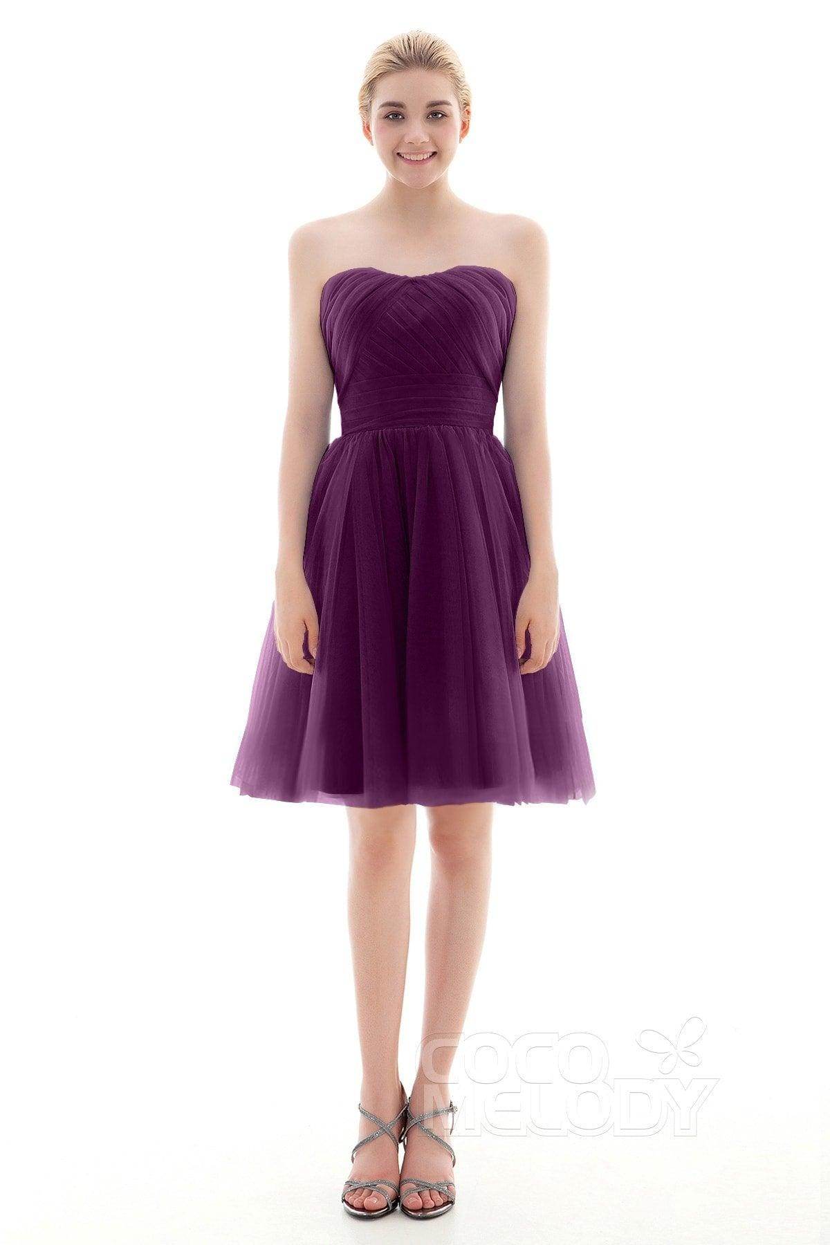 A-Line Short-Mini Tulle Bridesmaid Dress COLM16001