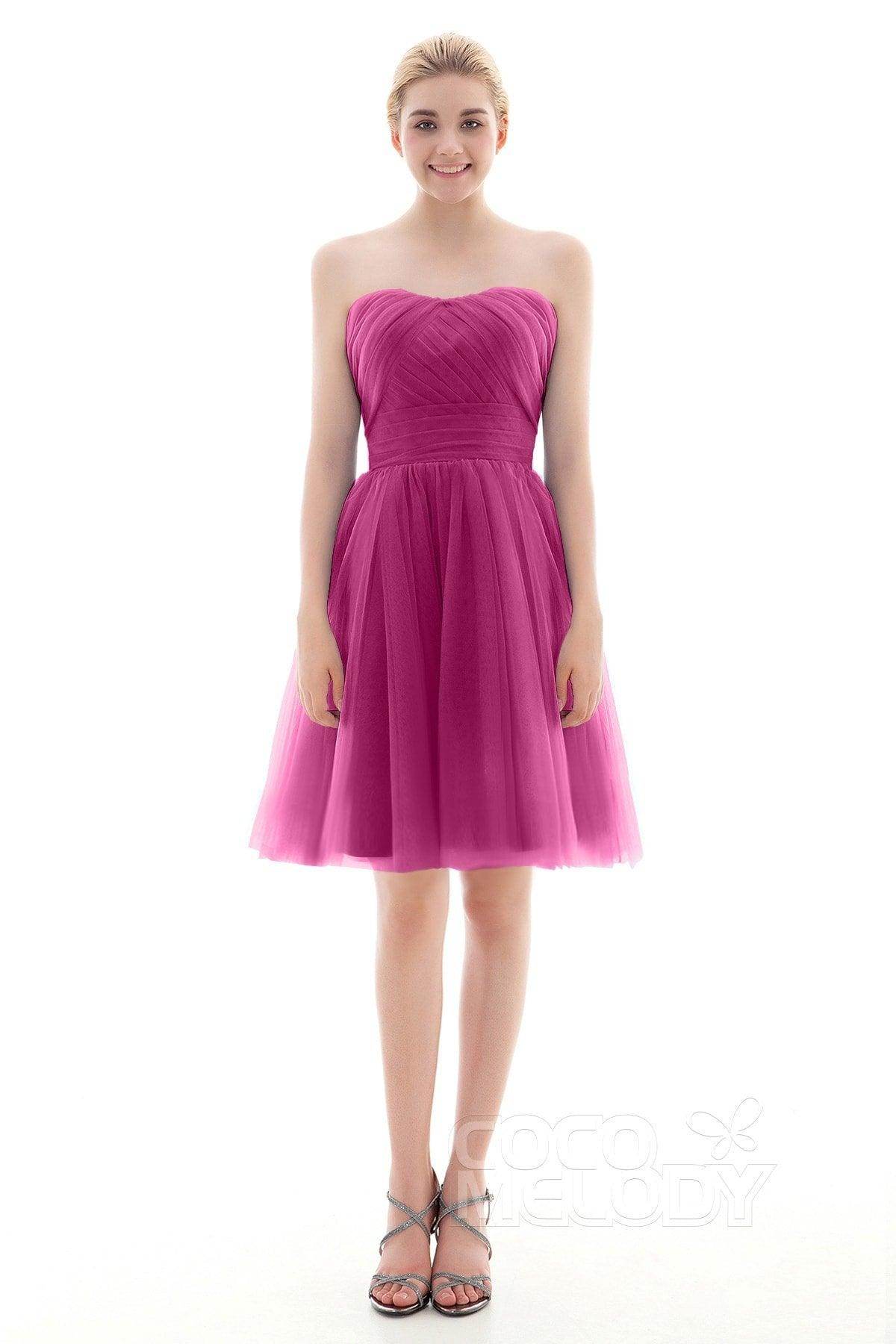 A-Line Short-Mini Tulle Bridesmaid Dress COLM16001