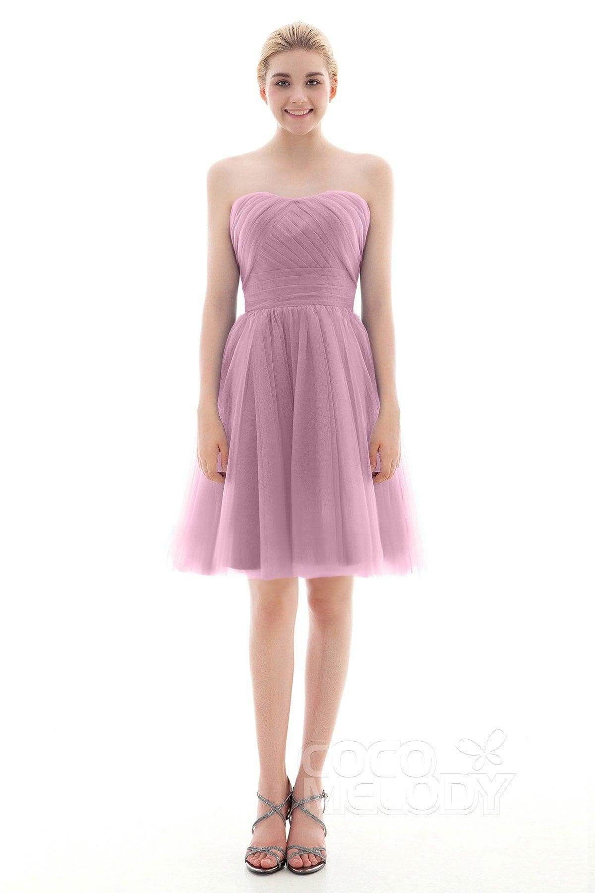 A-Line Short-Mini Tulle Bridesmaid Dress COLM16001