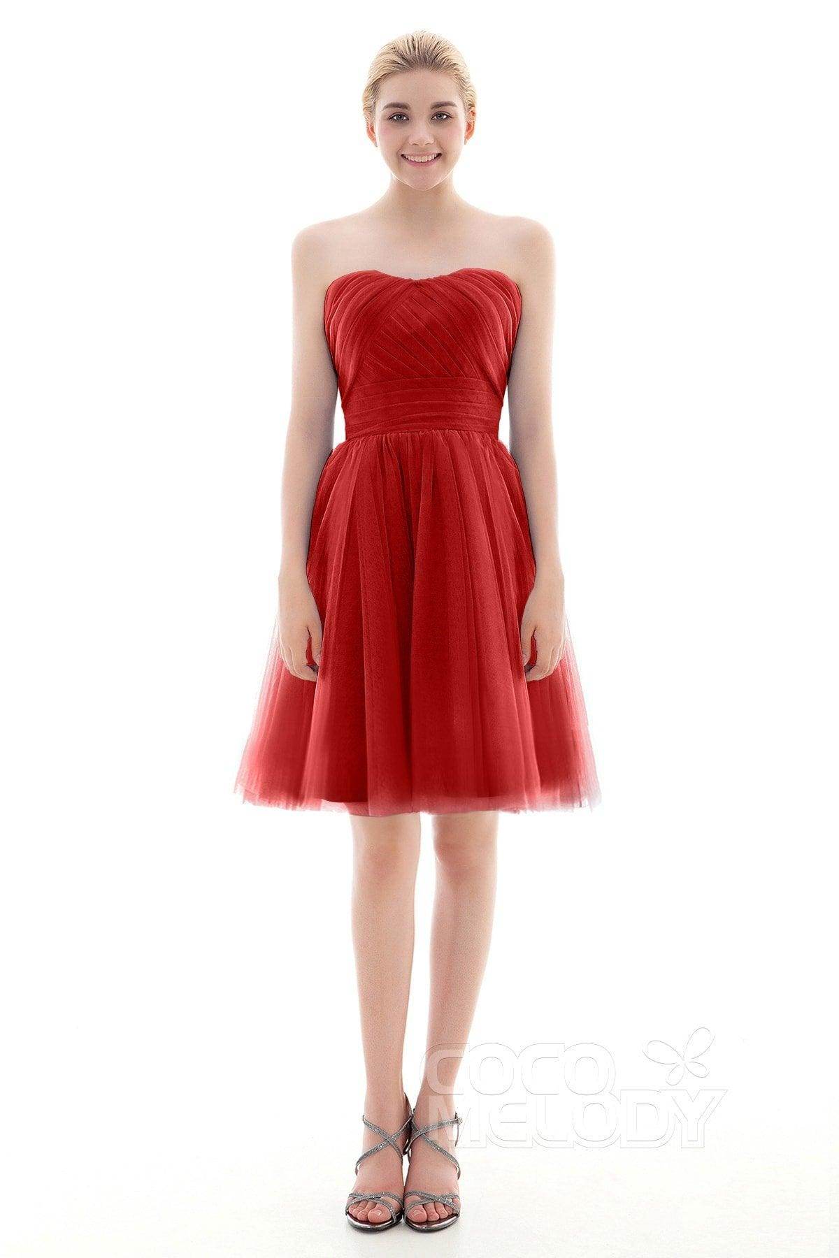 A-Line Short-Mini Tulle Bridesmaid Dress COLM16001
