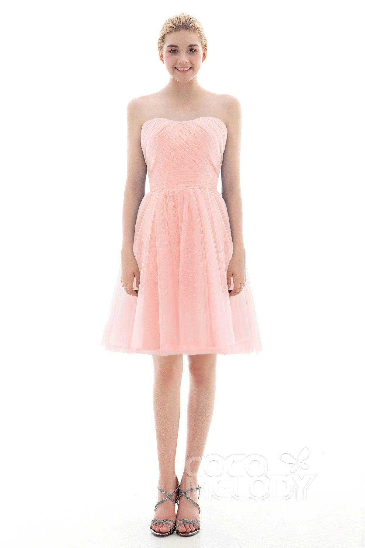 A-Line Short-Mini Tulle Bridesmaid Dress COLM16001