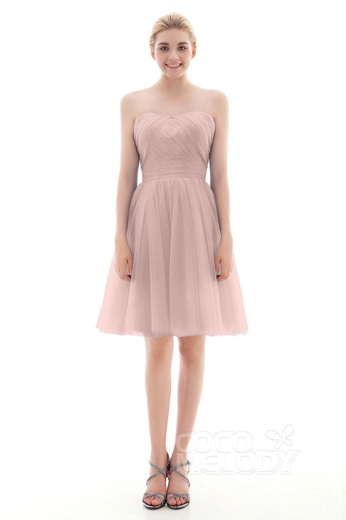 A-Line Short-Mini Tulle Bridesmaid Dress COLM16001