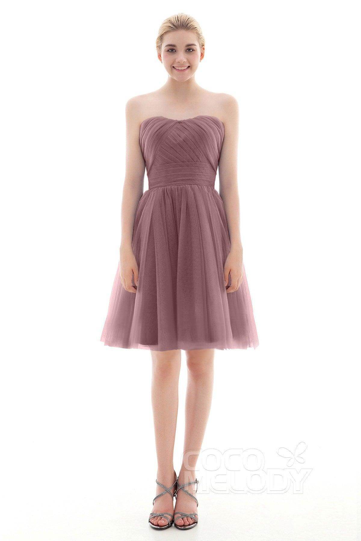 A-Line Short-Mini Tulle Bridesmaid Dress COLM16001