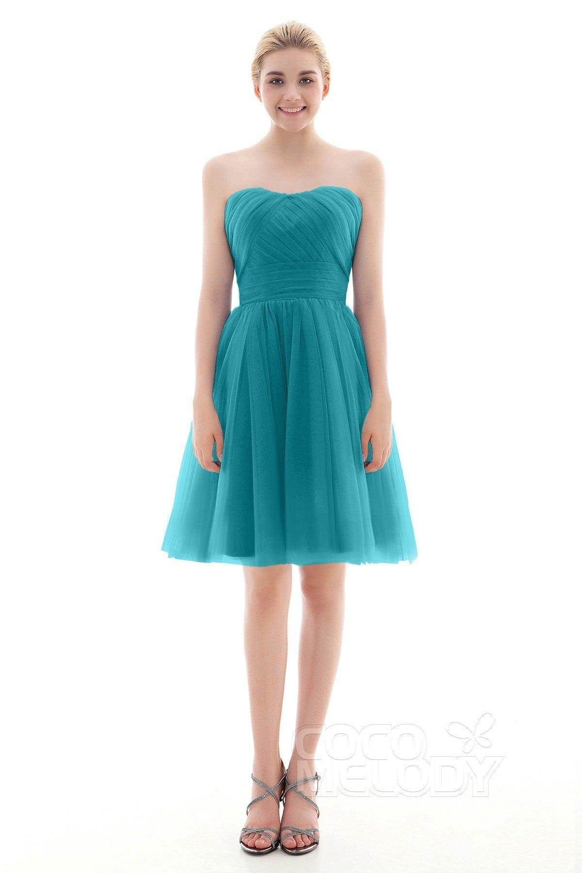 A-Line Short-Mini Tulle Bridesmaid Dress COLM16001