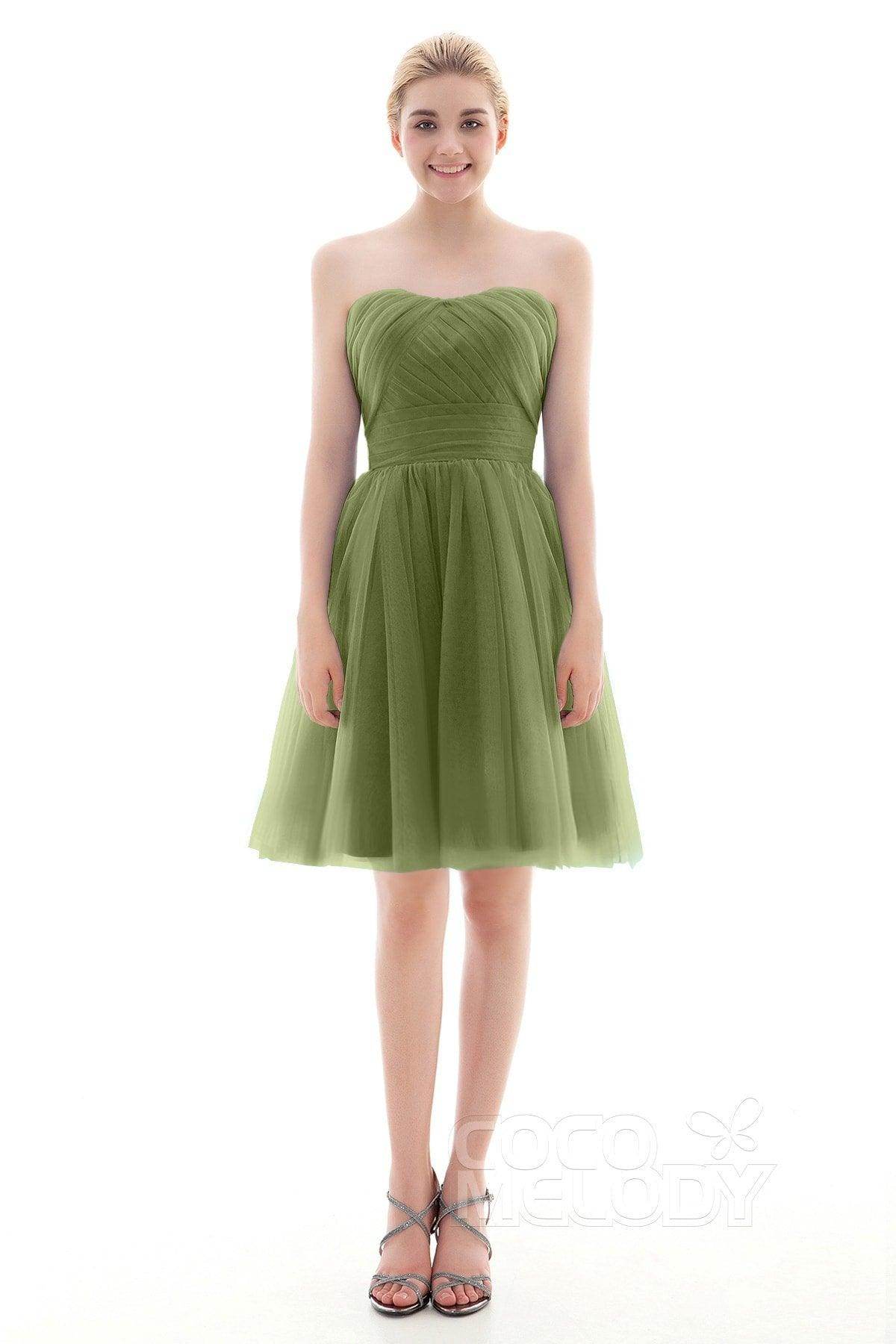 A-Line Short-Mini Tulle Bridesmaid Dress COLM16001