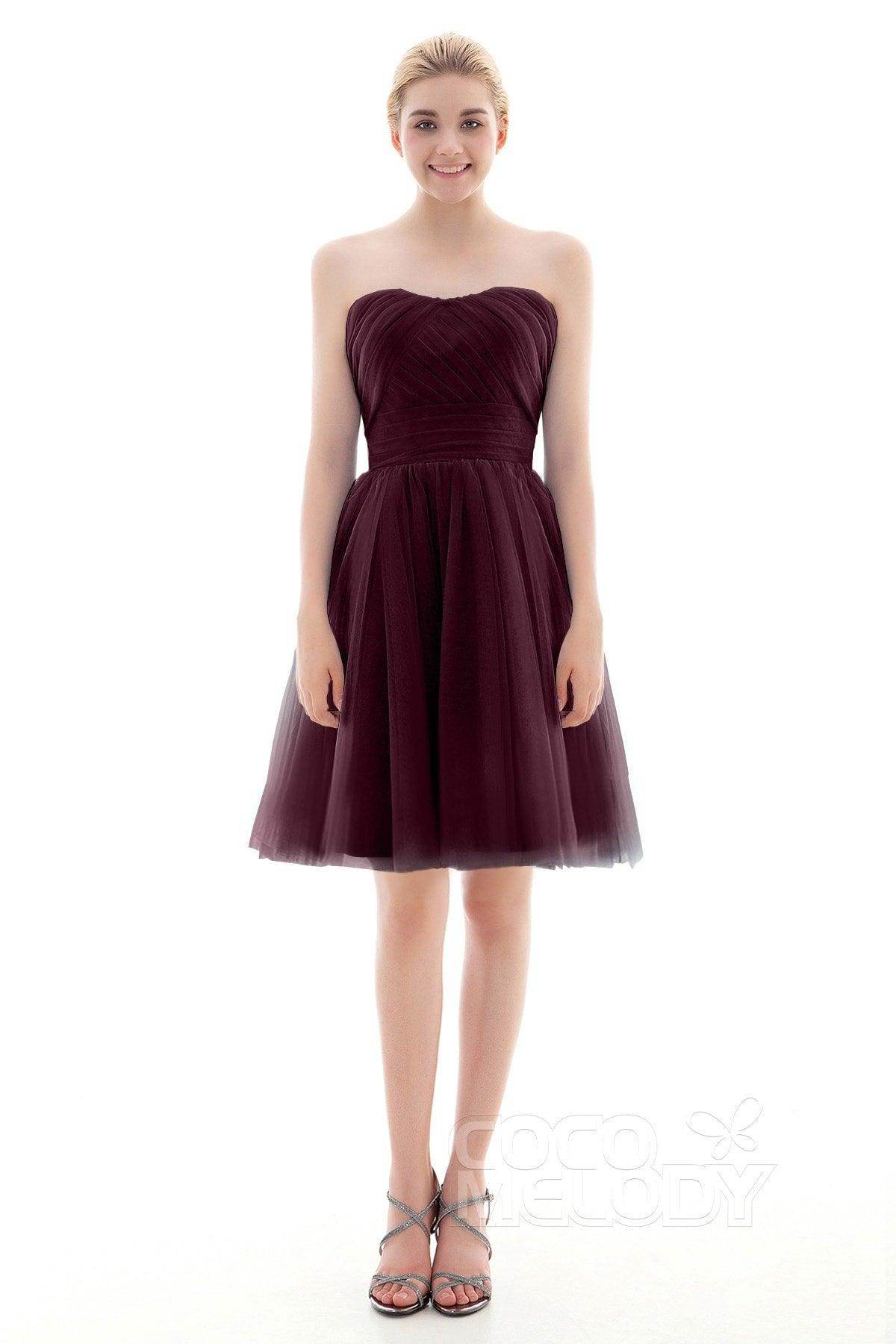 A-Line Short-Mini Tulle Bridesmaid Dress COLM16001