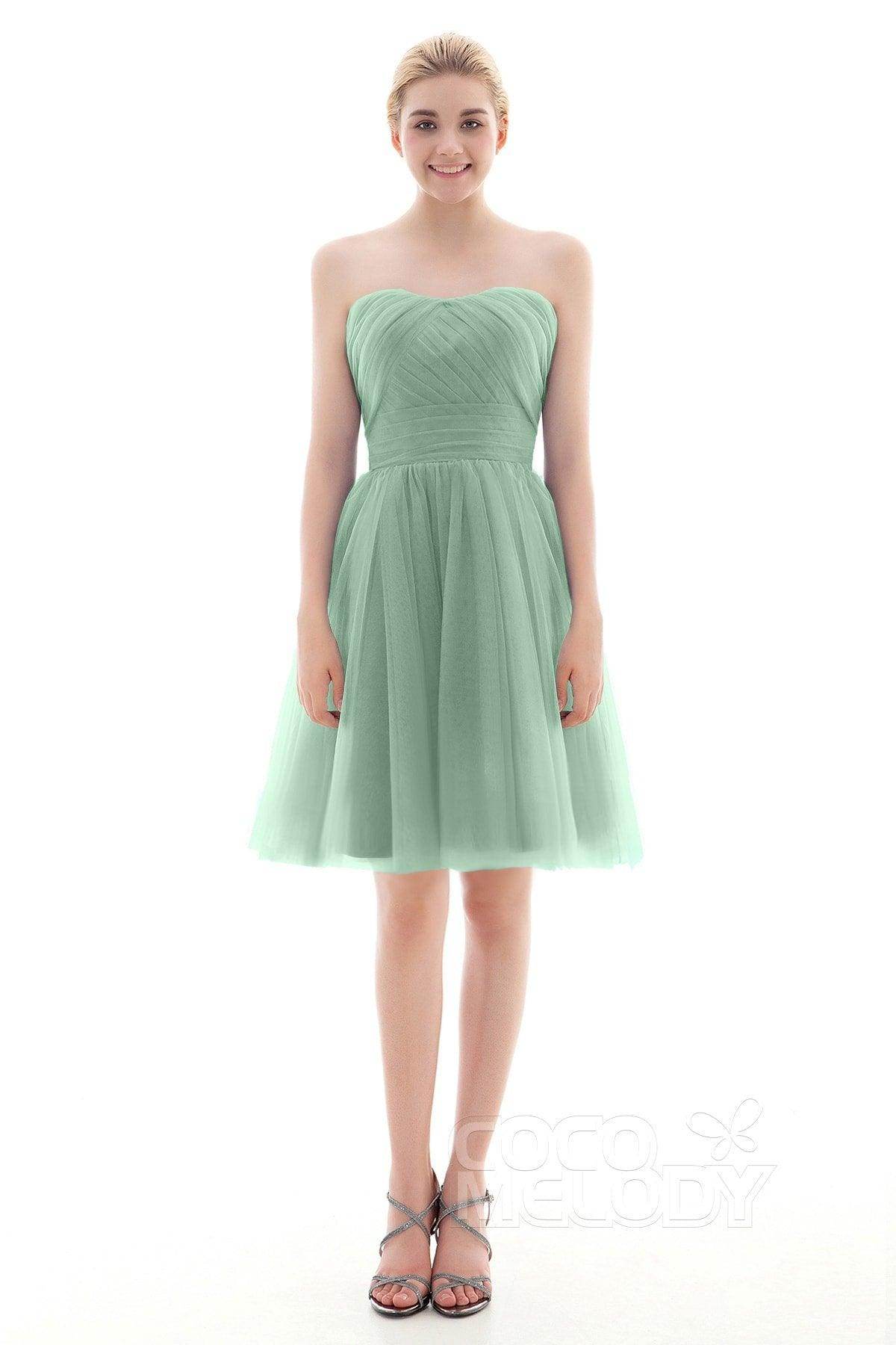 A-Line Short-Mini Tulle Bridesmaid Dress COLM16001