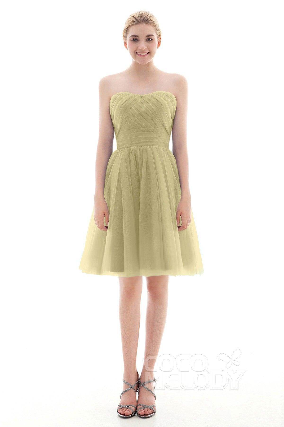 A-Line Short-Mini Tulle Bridesmaid Dress COLM16001