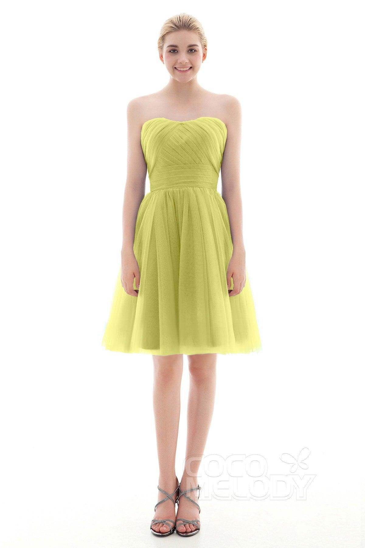 A-Line Short-Mini Tulle Bridesmaid Dress COLM16001