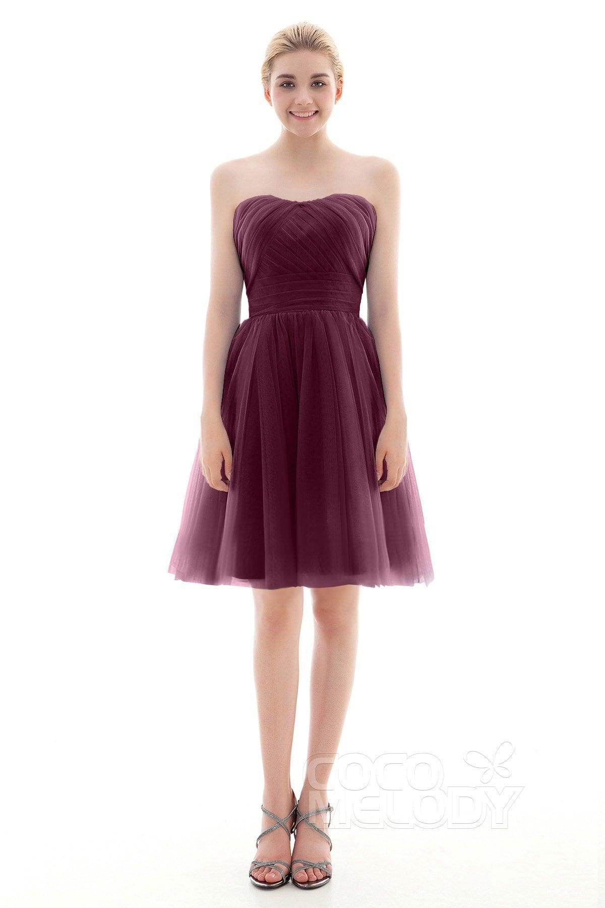 A-Line Short-Mini Tulle Bridesmaid Dress COLM16001