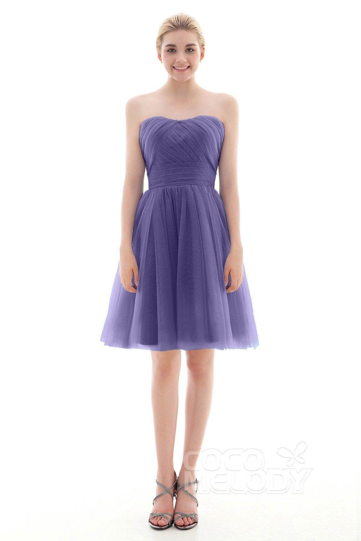 A-Line Short-Mini Tulle Bridesmaid Dress COLM16001