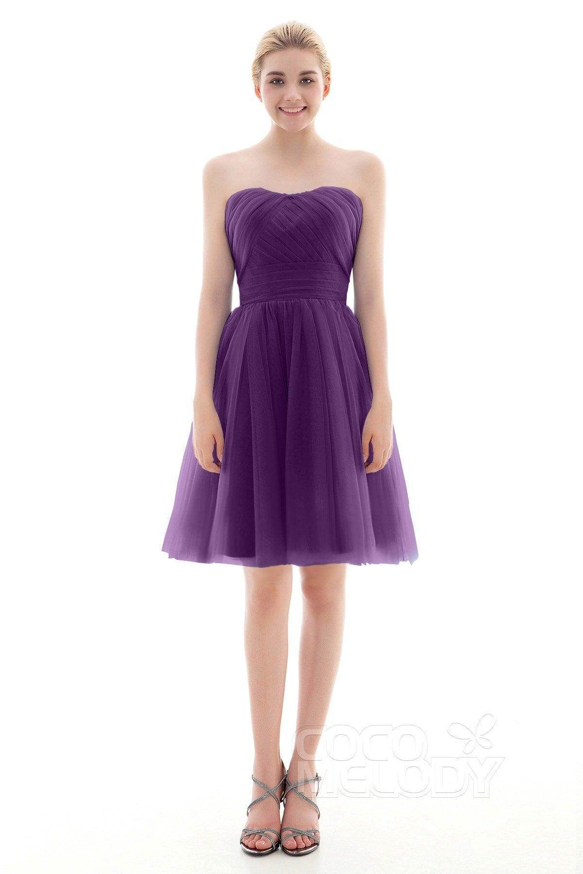 A-Line Short-Mini Tulle Bridesmaid Dress COLM16001