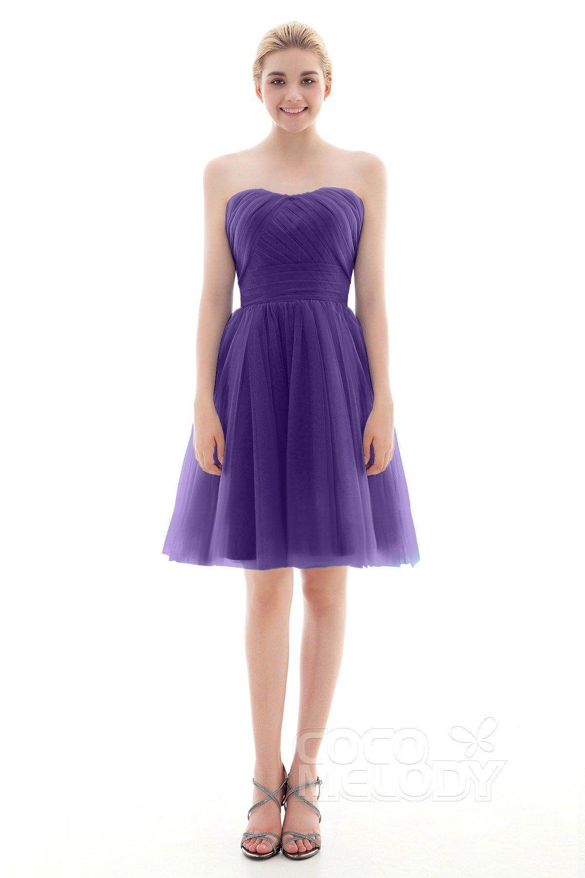 A-Line Short-Mini Tulle Bridesmaid Dress COLM16001