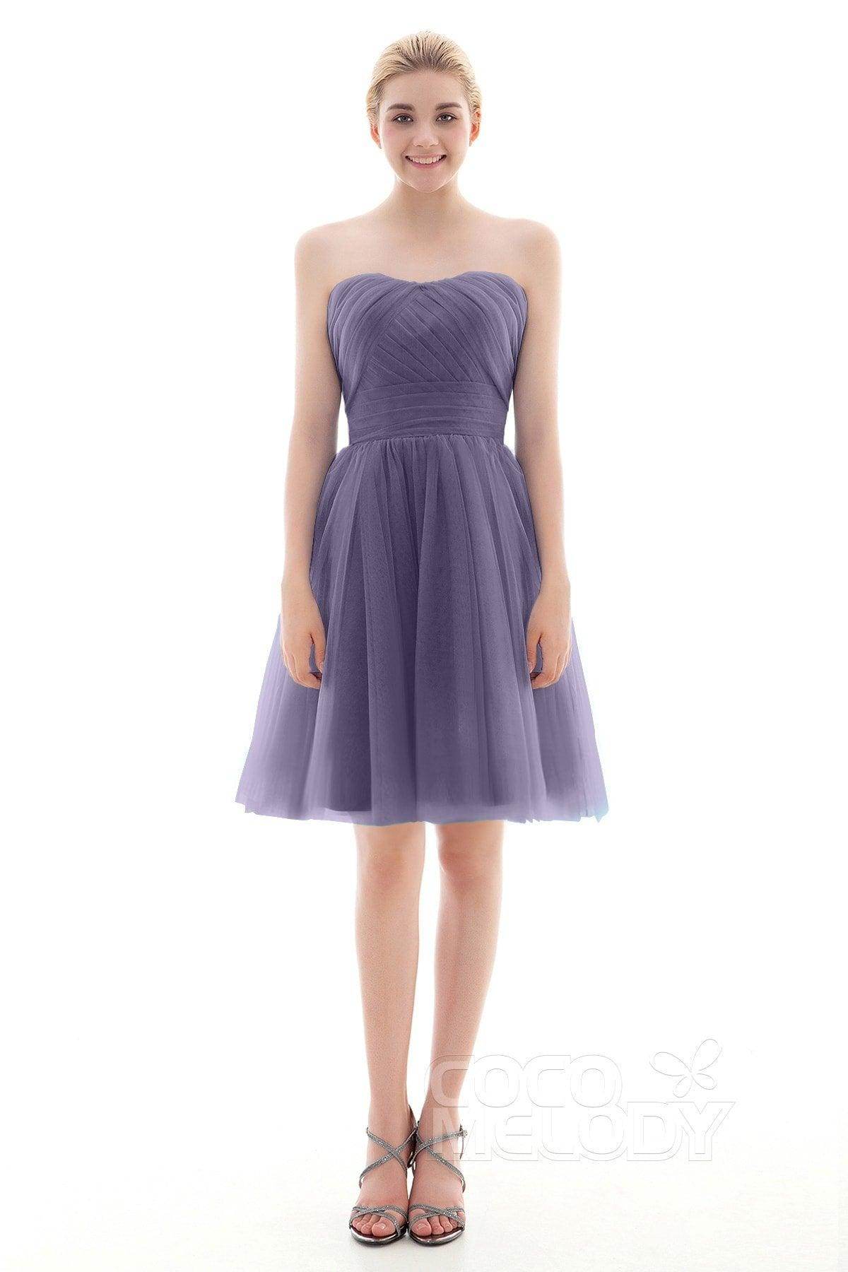 A-Line Short-Mini Tulle Bridesmaid Dress COLM16001