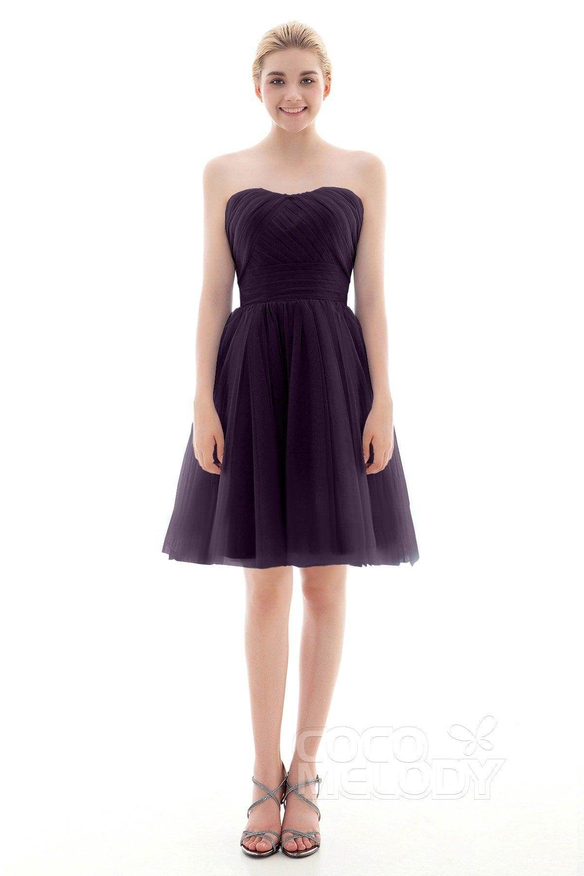 A-Line Short-Mini Tulle Bridesmaid Dress COLM16001
