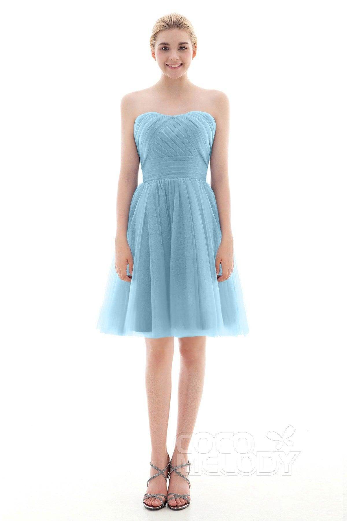 A-Line Short-Mini Tulle Bridesmaid Dress COLM16001