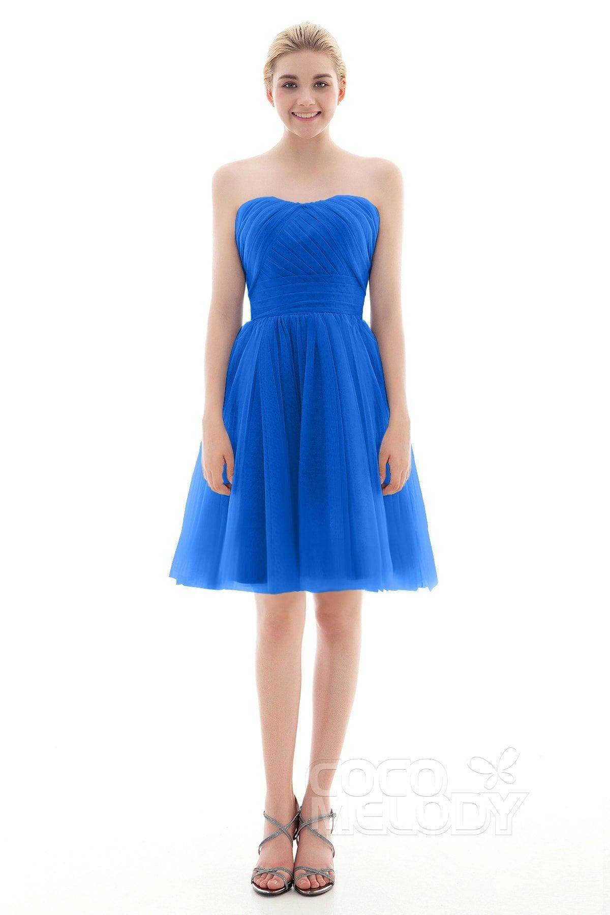A-Line Short-Mini Tulle Bridesmaid Dress COLM16001