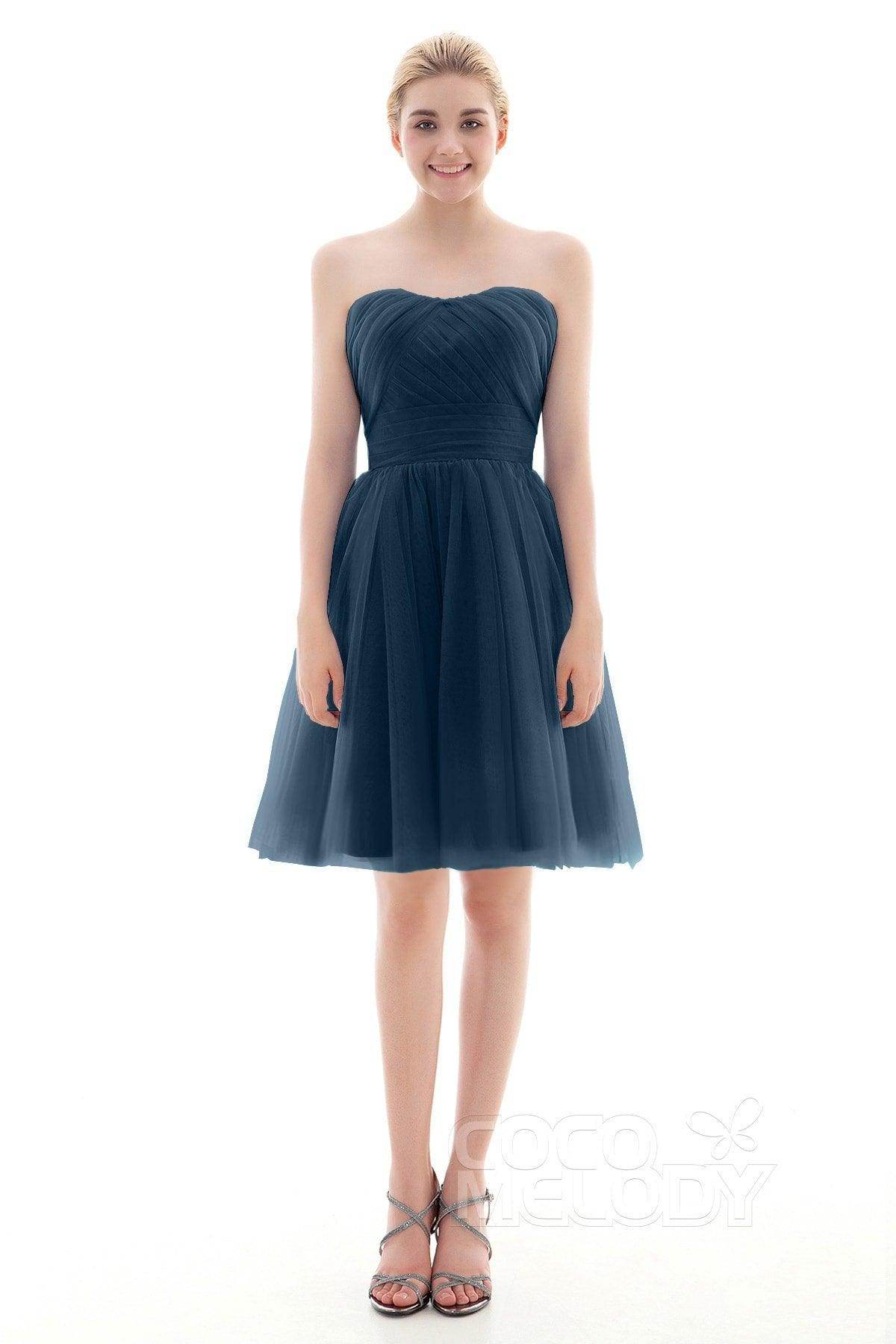 A-Line Short-Mini Tulle Bridesmaid Dress COLM16001