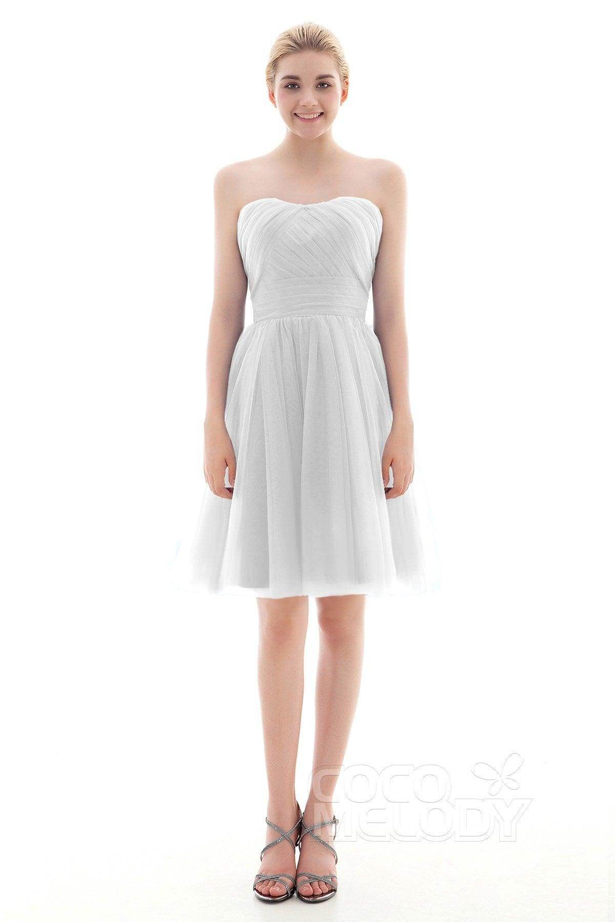 A-Line Short-Mini Tulle Bridesmaid Dress COLM16001