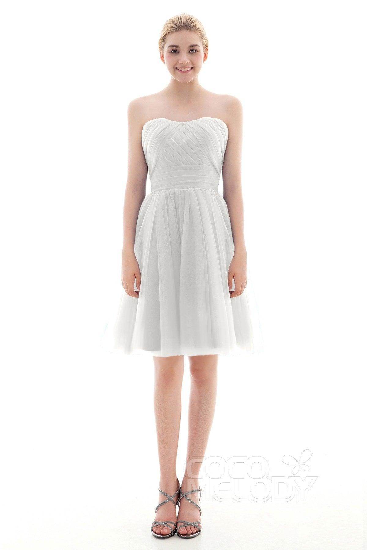 A-Line Short-Mini Tulle Bridesmaid Dress COLM16001