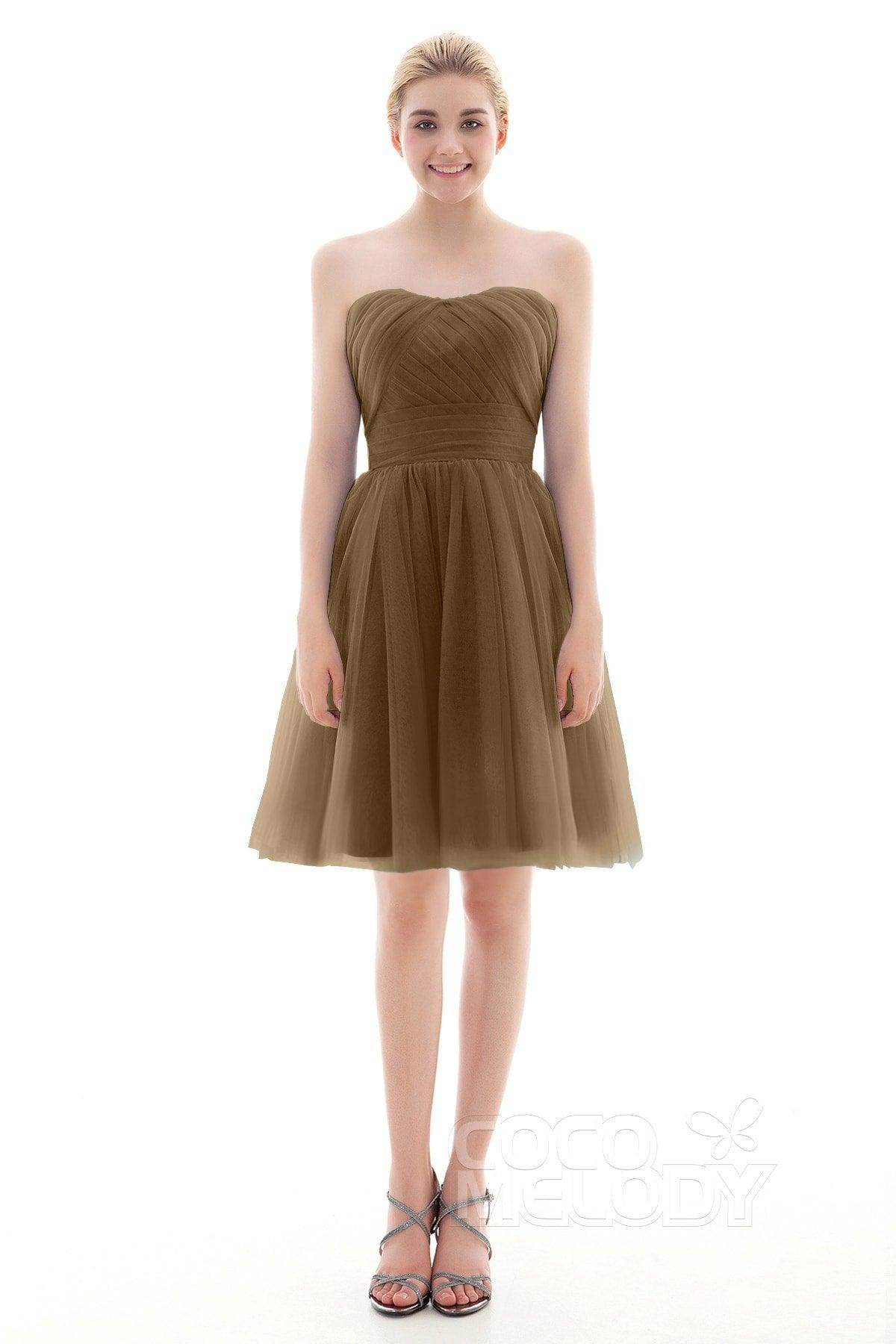 A-Line Short-Mini Tulle Bridesmaid Dress COLM16001