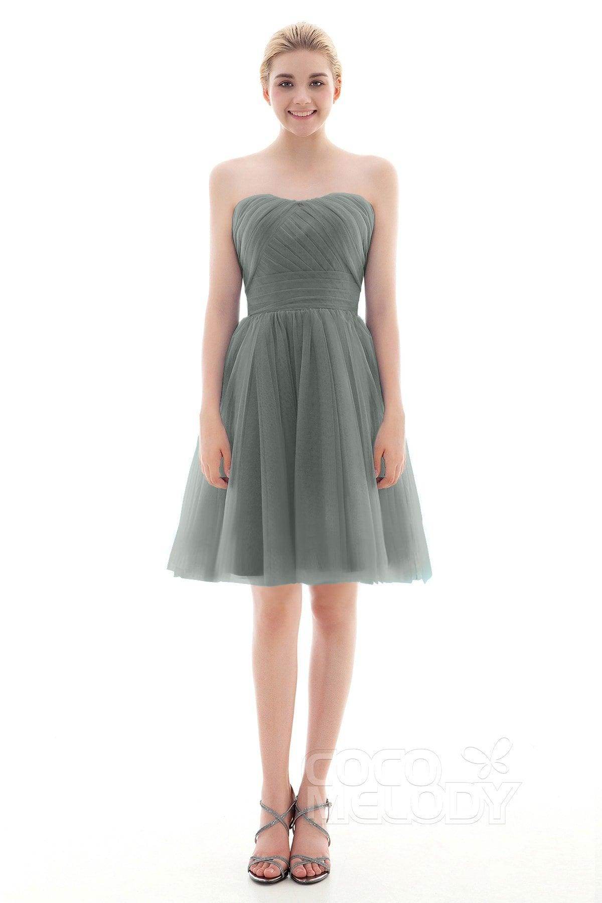 A-Line Short-Mini Tulle Bridesmaid Dress COLM16001
