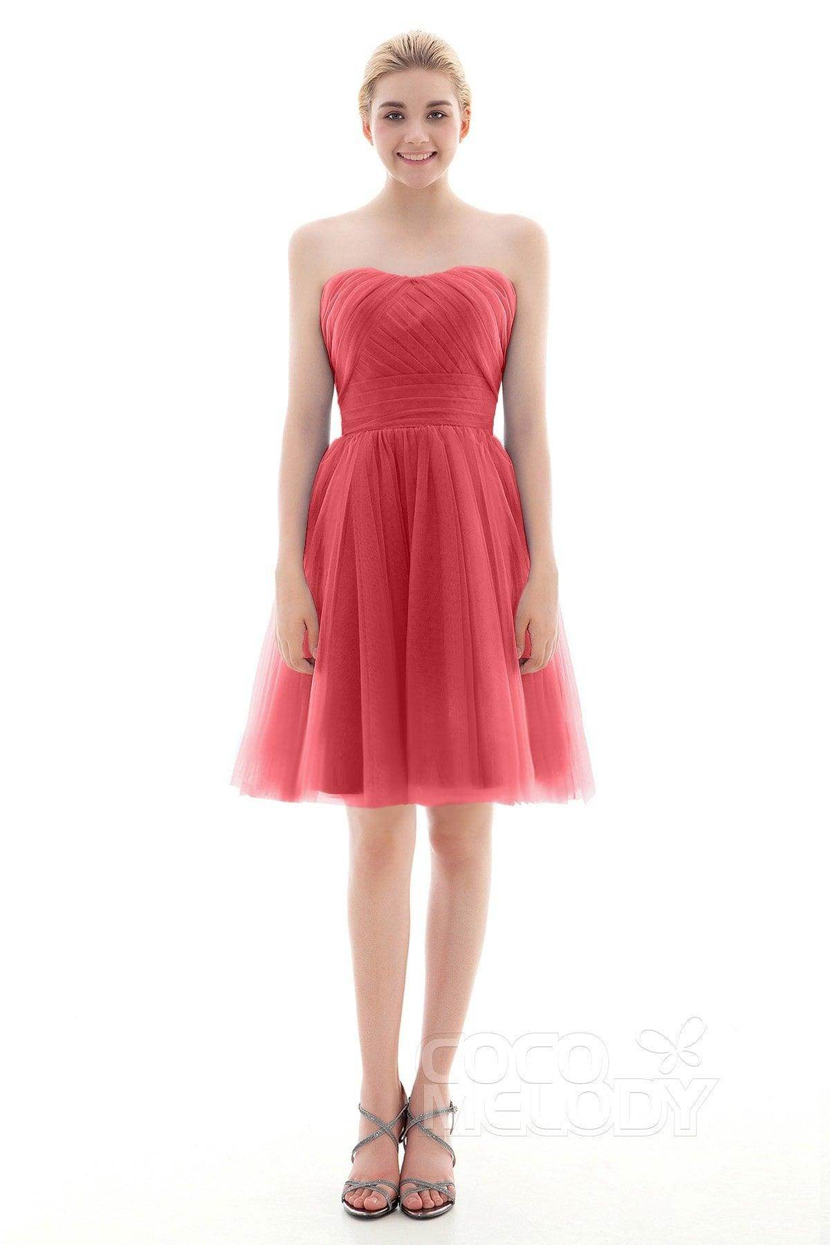 A-Line Short-Mini Tulle Bridesmaid Dress COLM16001