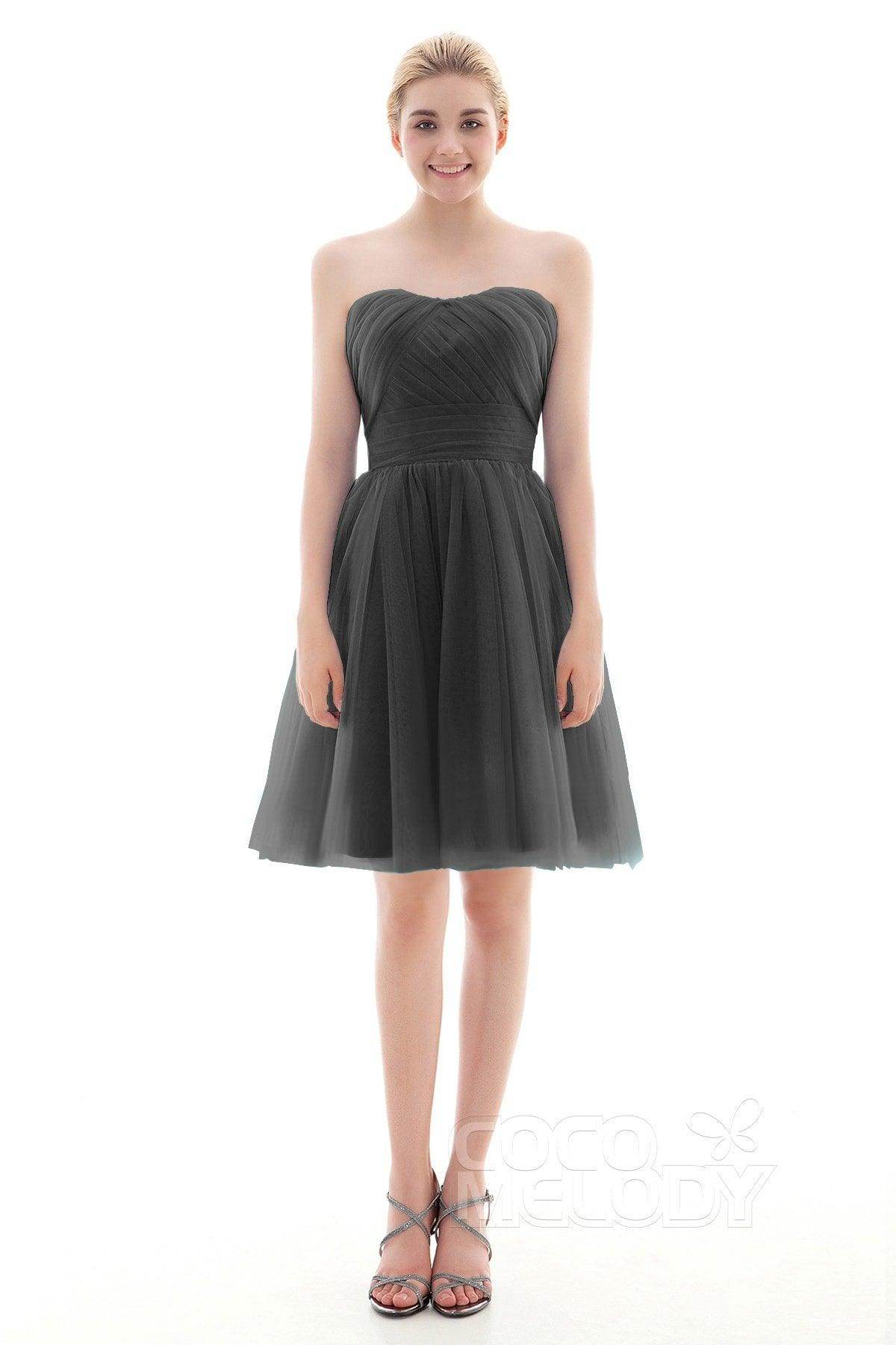 A-Line Short-Mini Tulle Bridesmaid Dress COLM16001