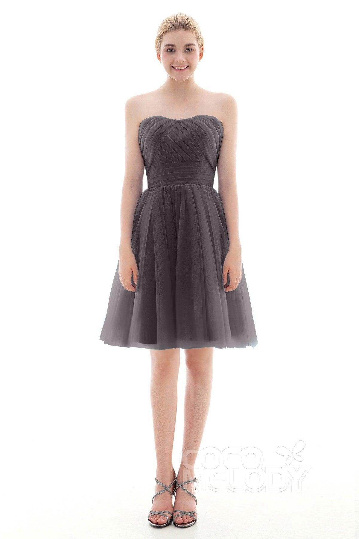 A-Line Short-Mini Tulle Bridesmaid Dress COLM16001